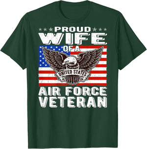 Proud Wife Of US Air Force Veteran Patriotic Military Spouse Men T-Shirt - T-Shirt | Forest