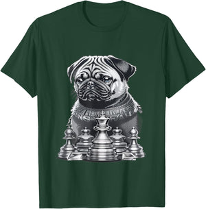 Pug Playing Chess Pug Novelty Items Chess Player Pug Lover T-Shirt - T-Shirt | Forest