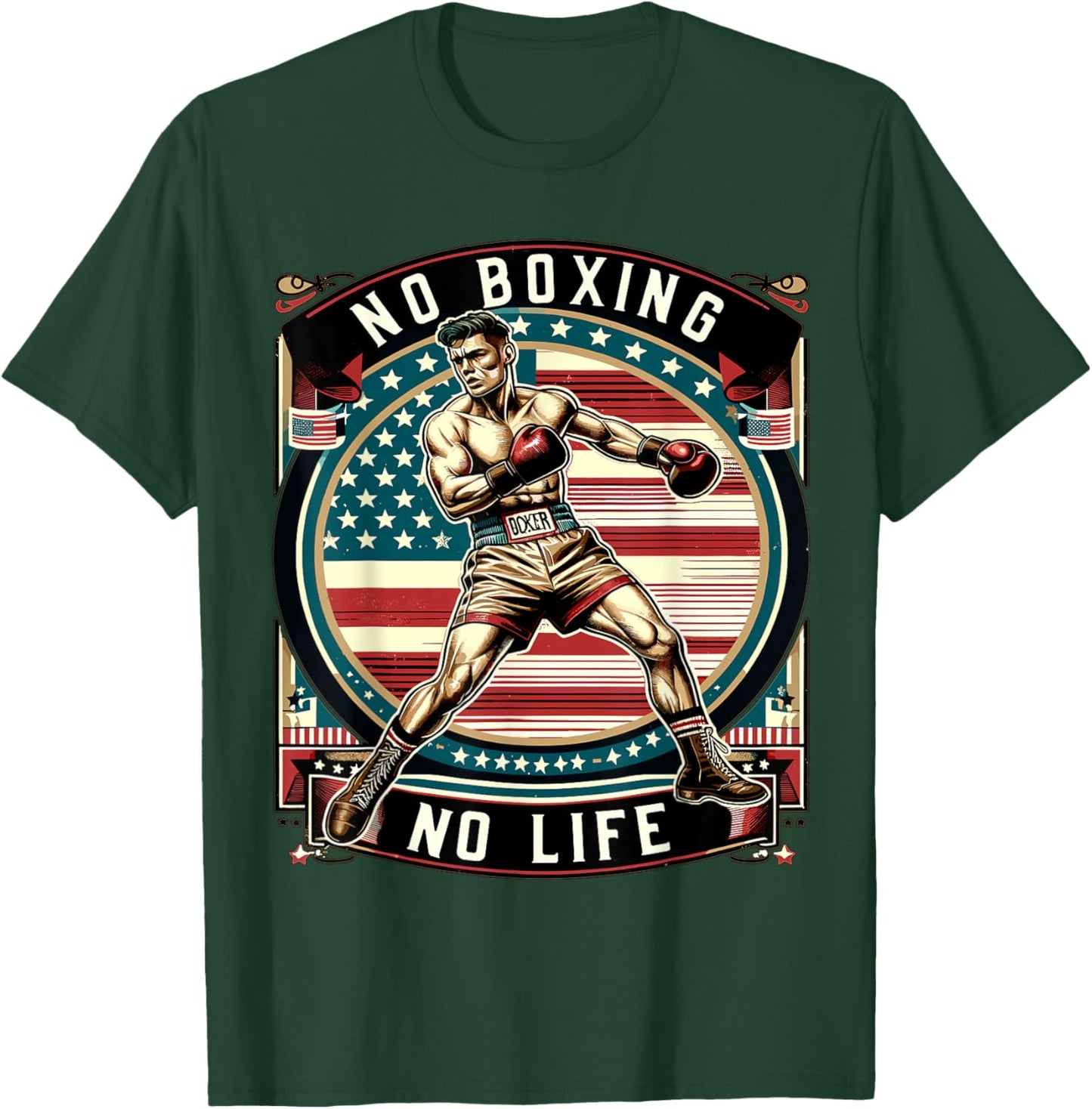 No Boxing No Life American Man Boxing T-Shirt - T-Shirt | Forest