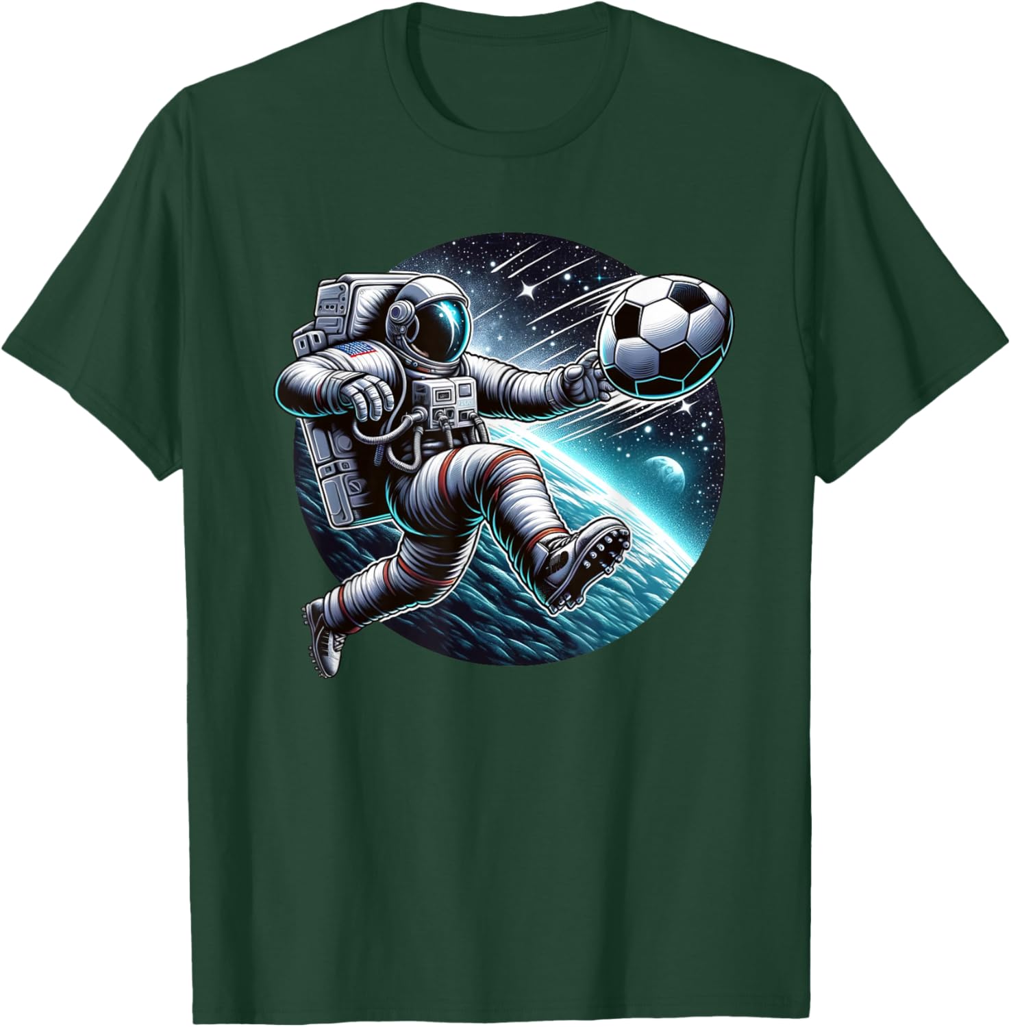 Astronaut Playing Soccer In Space T-Shirt - T-Shirt | Forest