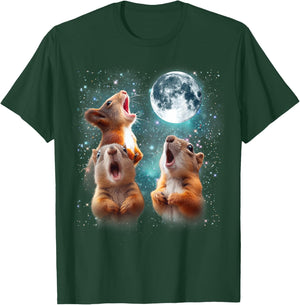 3 Squirrel Moon Howling Squirrel Head Funny Women T-Shirt - T-Shirt | Forest