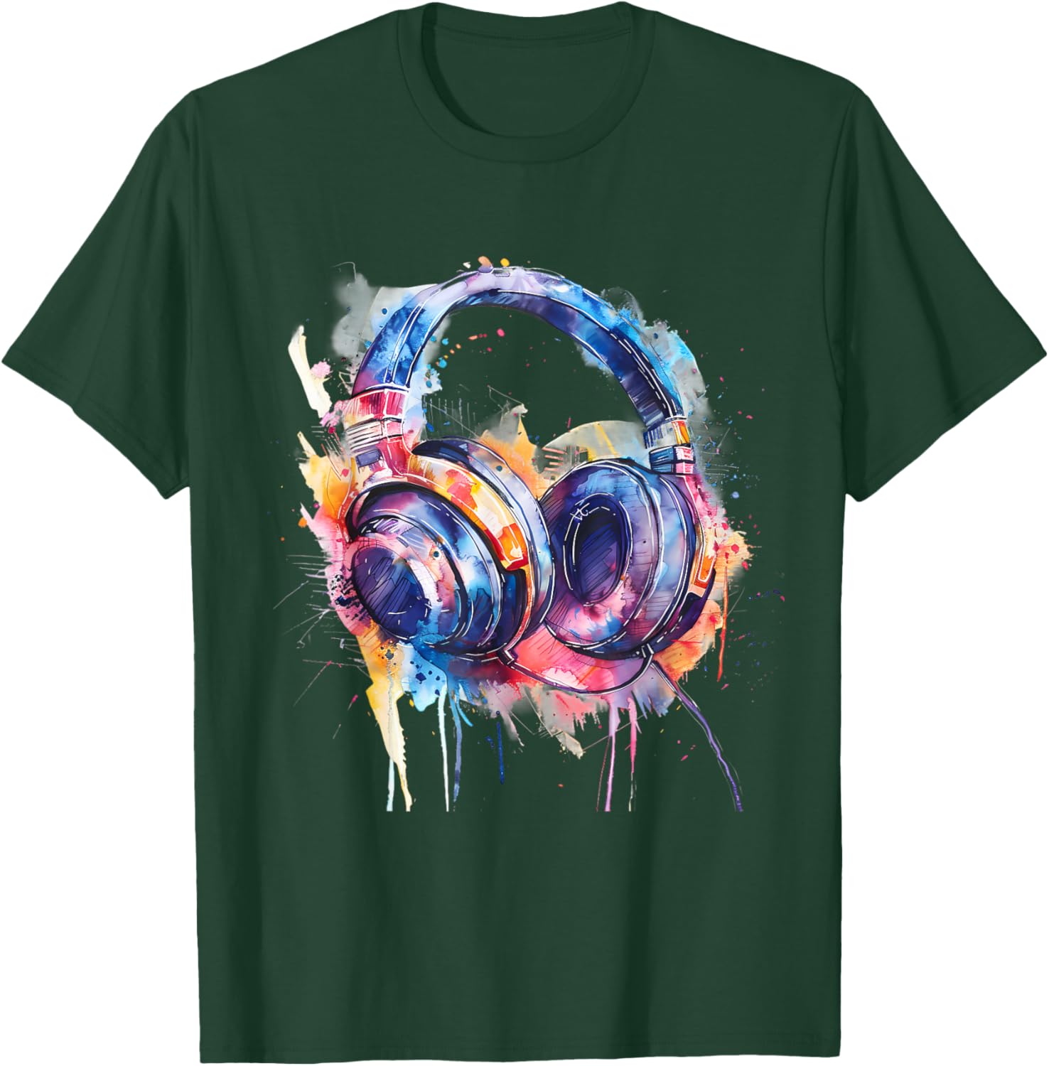Headphones Music DJ Splash Dance Club Music Headphones House T-Shirt - T-Shirt | Forest