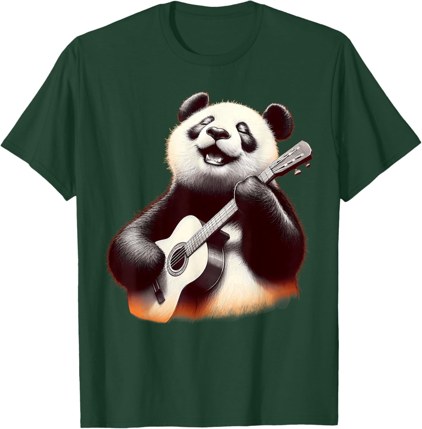 Giant Panda Playing Guitar Funny Rock Music Guitar Panda T-Shirt - T-Shirt | Forest