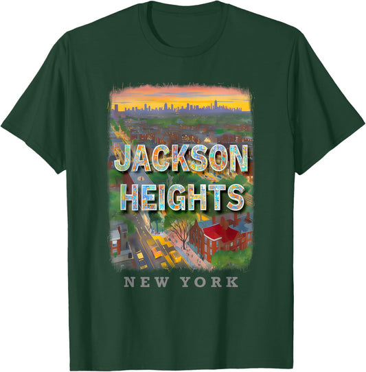 Jackson Heights New York Queens NY Neighborhood Life SD442 T-Shirt - T-Shirt | Forest