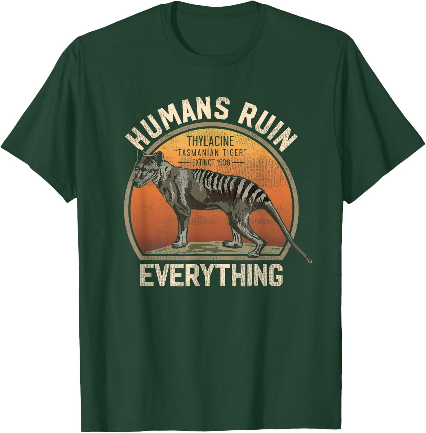Tasmanian Tiger Thylacine T Shirt Wolf Australian Extinct T-Shirt - T-Shirt | Forest