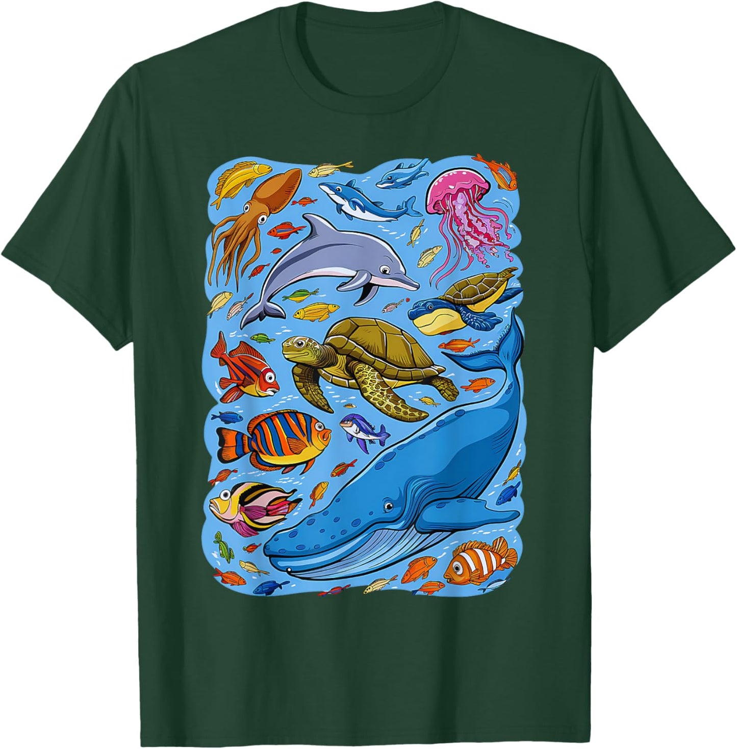 Sea Creature Animal Marine Ocean Life Kids Boys Teens T-Shirt - T-Shirt | Forest