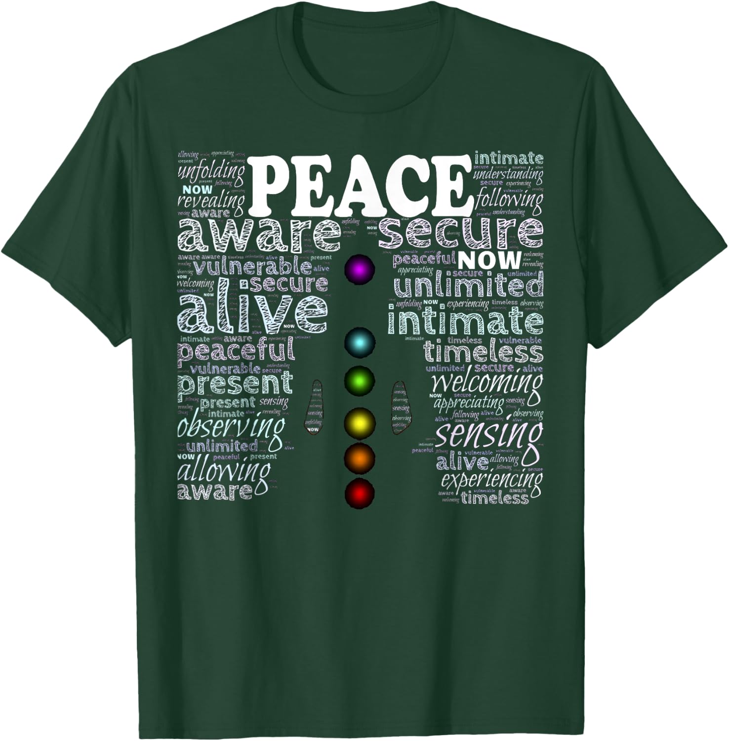 Inspirational Words Peace Meditation Chakra T-Shirt - T-Shirt | Forest