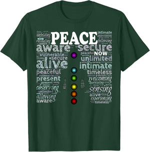 Inspirational Words Peace Meditation Chakra T-Shirt - T-Shirt | Forest