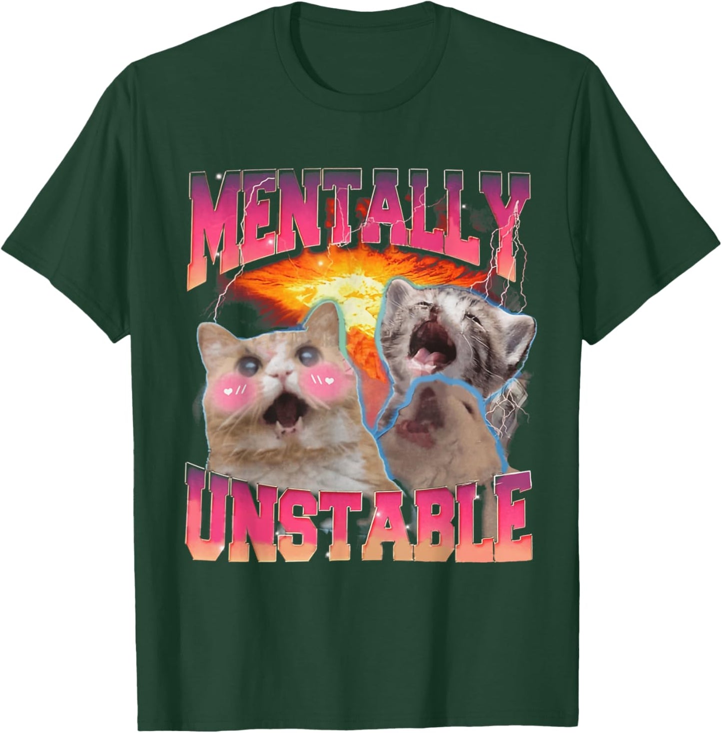 Mentally Unstable Cat Meme Shirt, Funny Cat Meme T-Shirt - T-Shirt | Forest