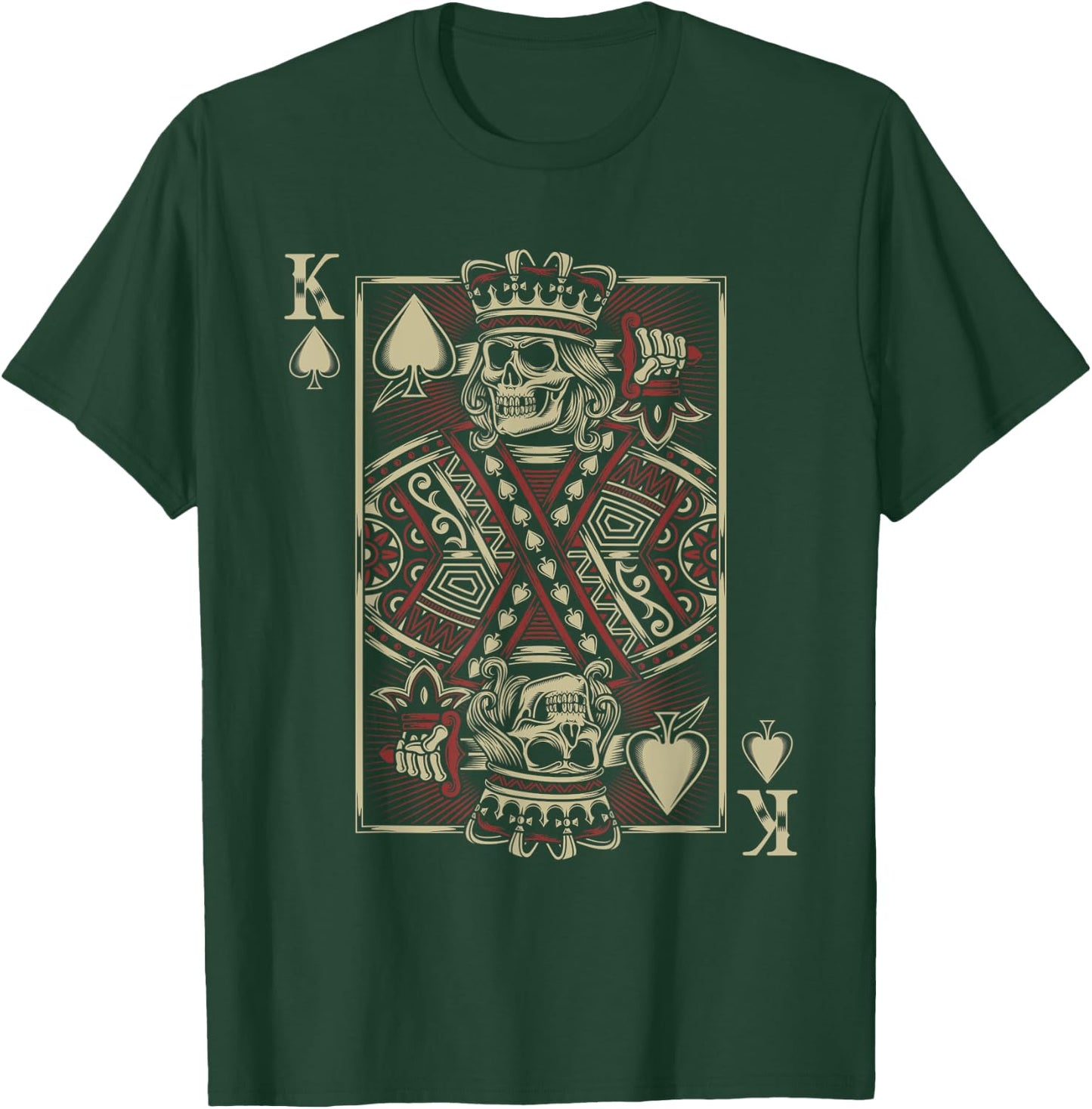 King Of Spades Skull Men Poker Card Game Biker Grunge T-Shirt - T-Shirt | Forest