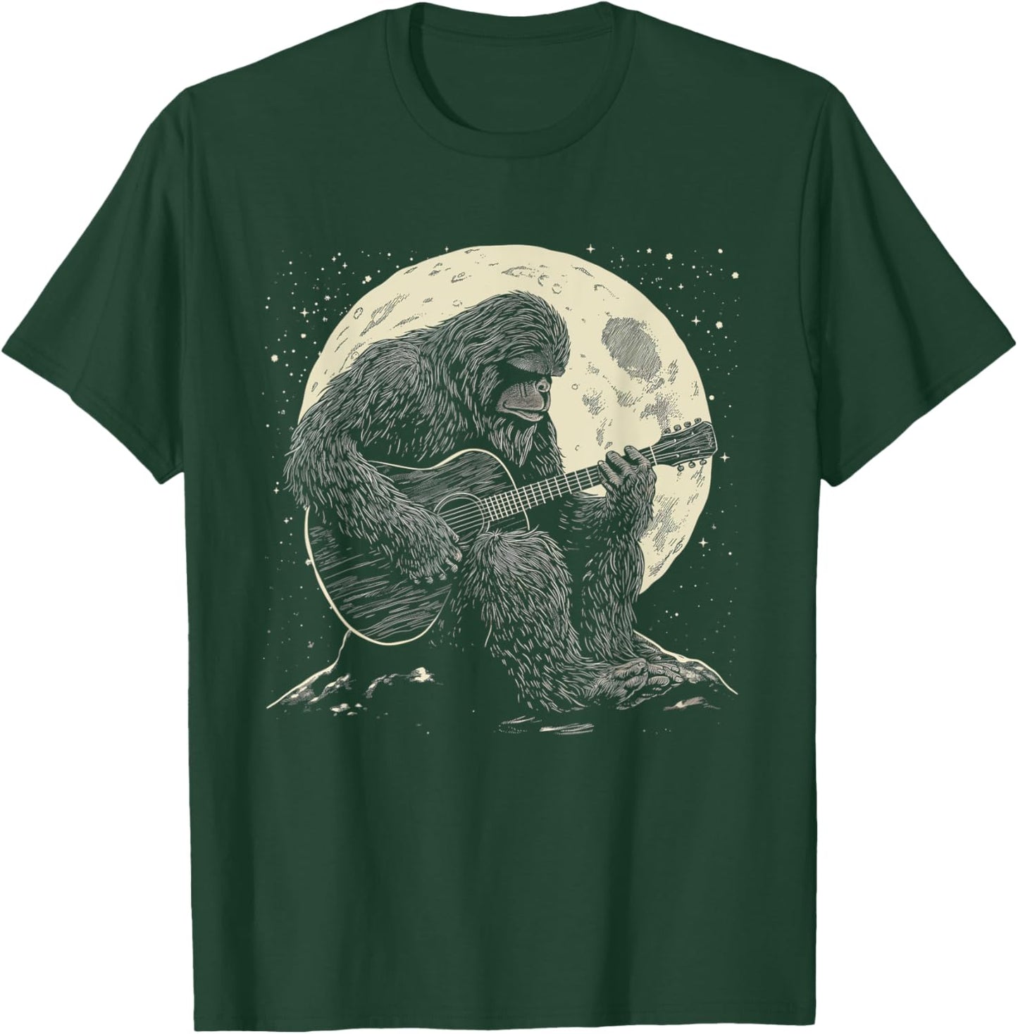 Bigfoot Playing Guitar Player Funny Sasquatch Guitarist T-Shirt - T-Shirt | Forest