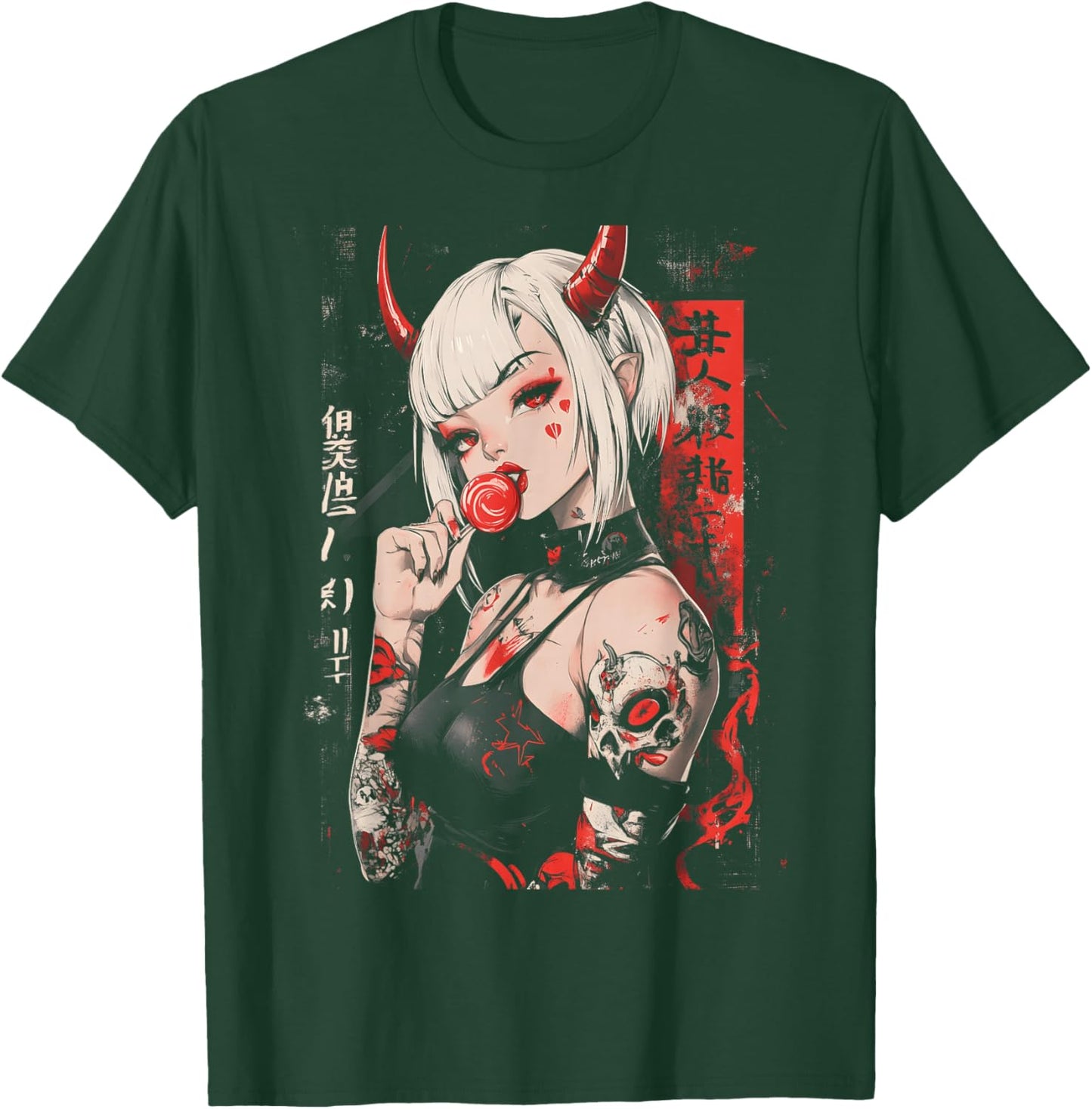 Goth Grunge Girl Waifu Demon Anime Horror Alt Aesthetic T-Shirt - T-Shirt | Forest