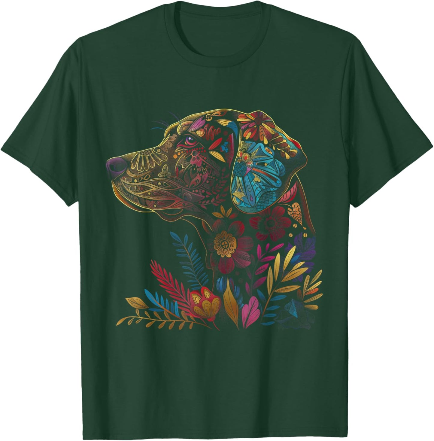 Labrador Dog Vintage Flowers Black Lab Mom T-Shirt - T-Shirt | Forest