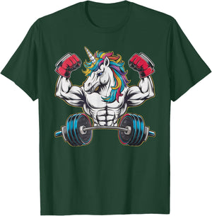 Unicorn Powerlifting Weightlifting Gym Strongman Deadlifts T-Shirt - T-Shirt | Forest