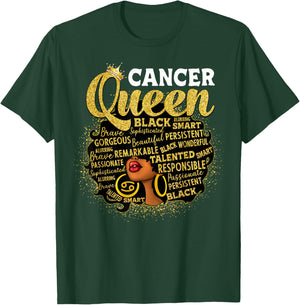 African American Women Zodiac Birthday Cancer Queen T-Shirt - T-Shirt | Forest