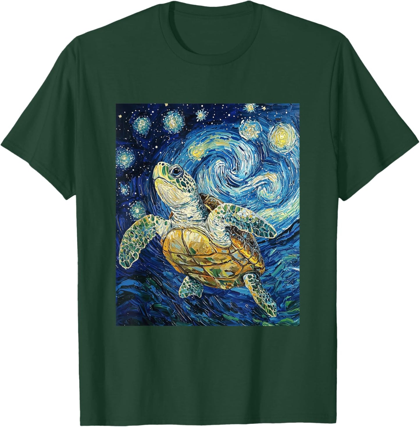 Cute Tortoise Turtle - Van Gogh Style - Starry Night T-Shirt - T-Shirt | Forest