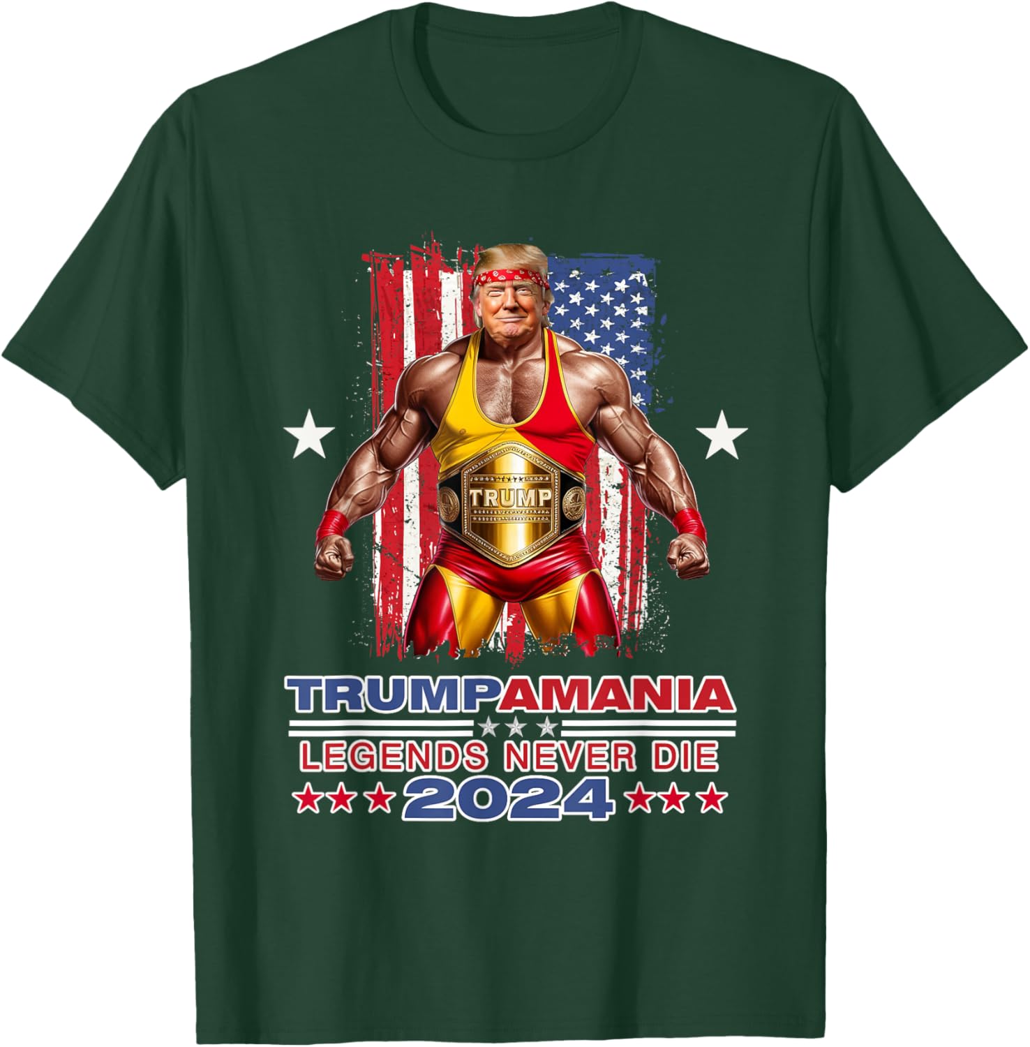 Retro Trump Funny Wrestling Meme Trumpamania 2024 T-Shirt - T-Shirt | Forest