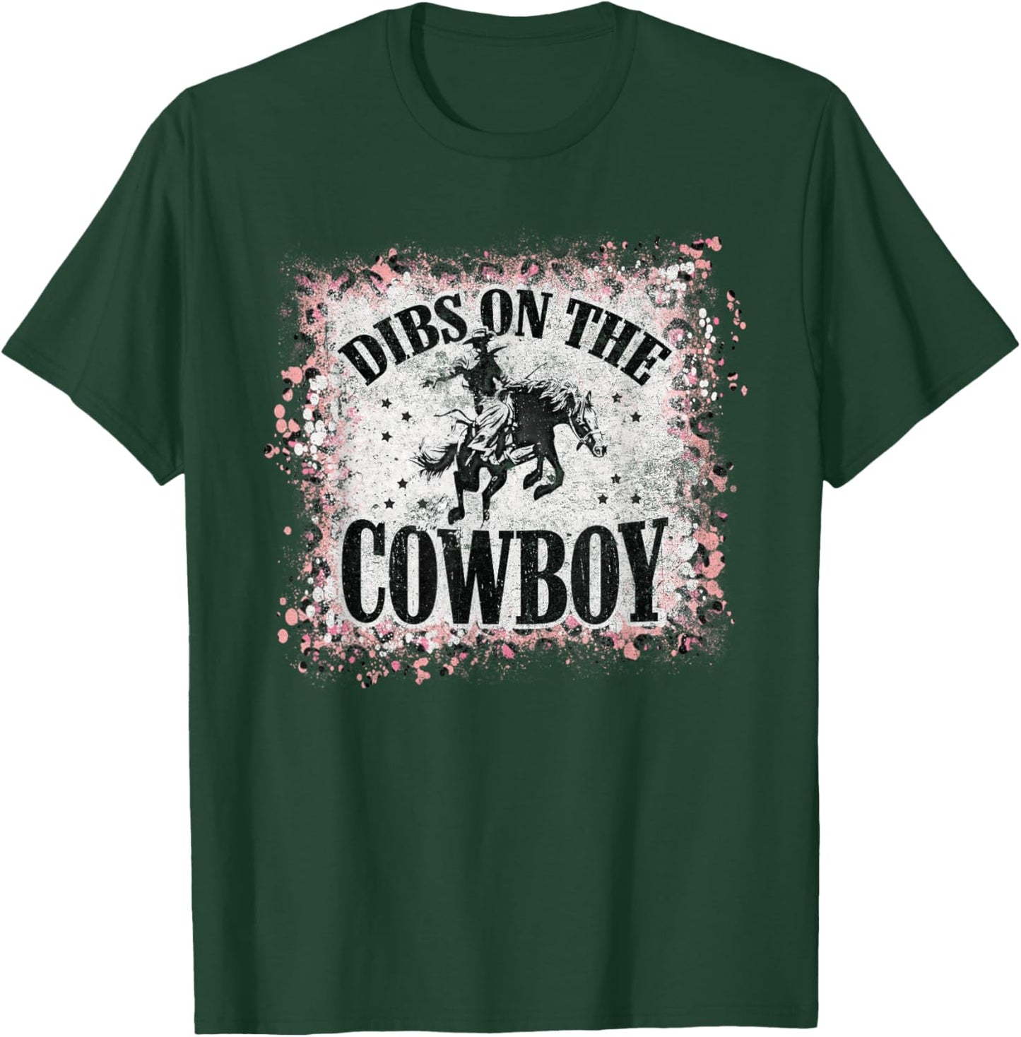 Vintage Leopard Bleached Dibs On The Cowboy Riding Horse T-Shirt - T-Shirt | Forest