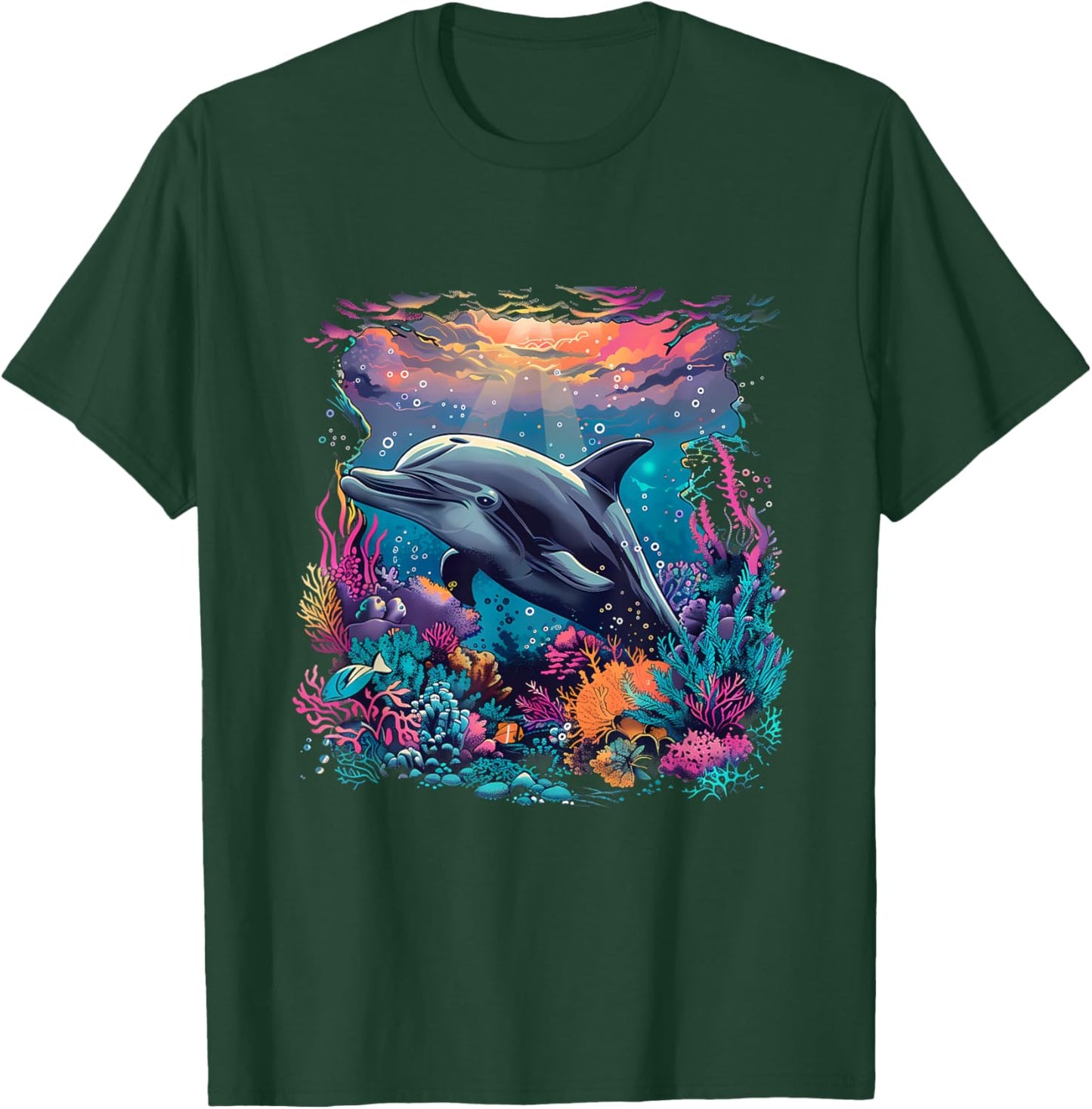 Dolphin Marine Sea Ocean Animal Motif Dolphin Lover T-Shirt - T-Shirt | Forest