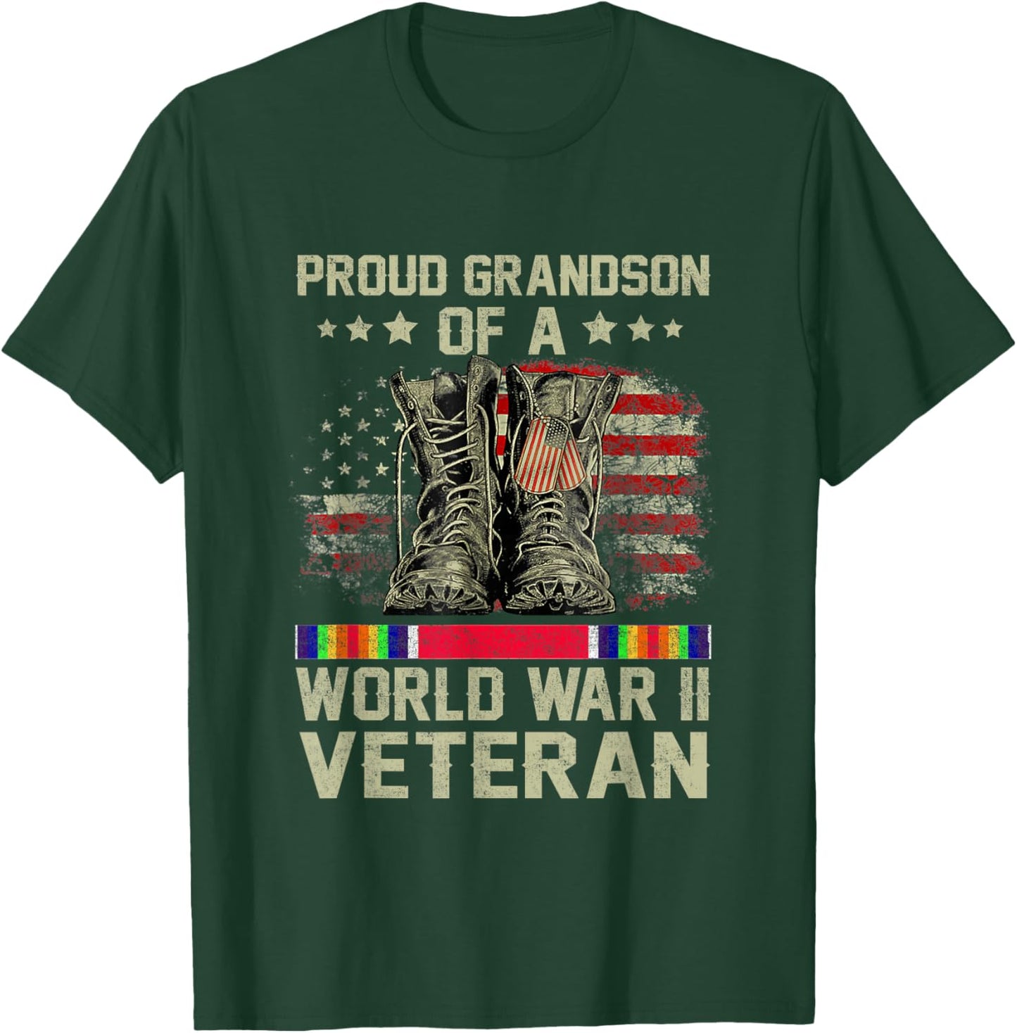 Proud Grandson Of World War 2 Vet Proud WWII Veteran T-Shirt - T-Shirt | Forest