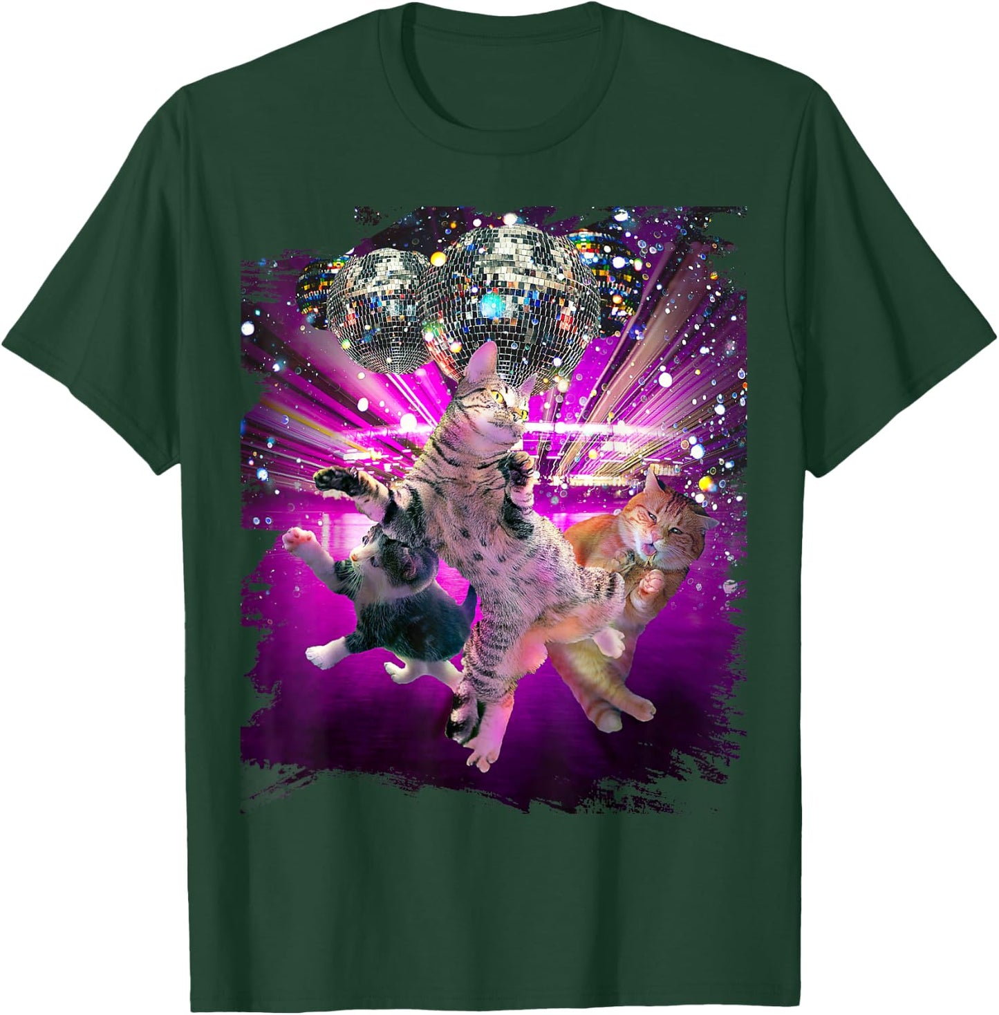 Disco Cats - 70s Disco Kitty Cat Rave T-Shirt - T-Shirt | Forest