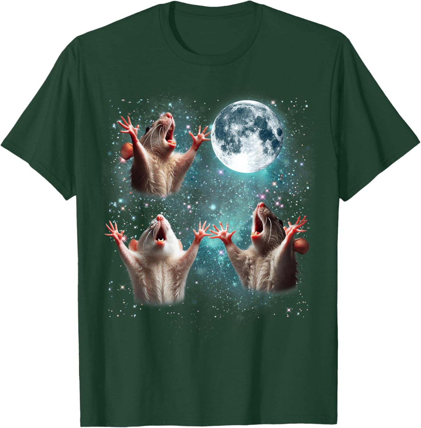 Three Rat Moon Funny 3 Rat Meme Gift Men Wonen Kid T-Shirt - T-Shirt | Forest