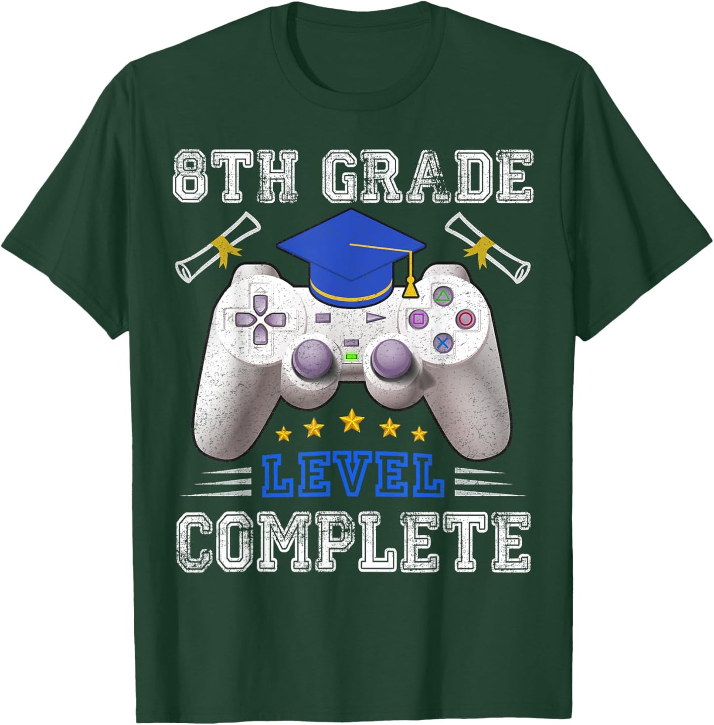 8th Grade Level Complete Gamer Class Of 2025 Graduation T-Shirt - T-Shirt | Forest