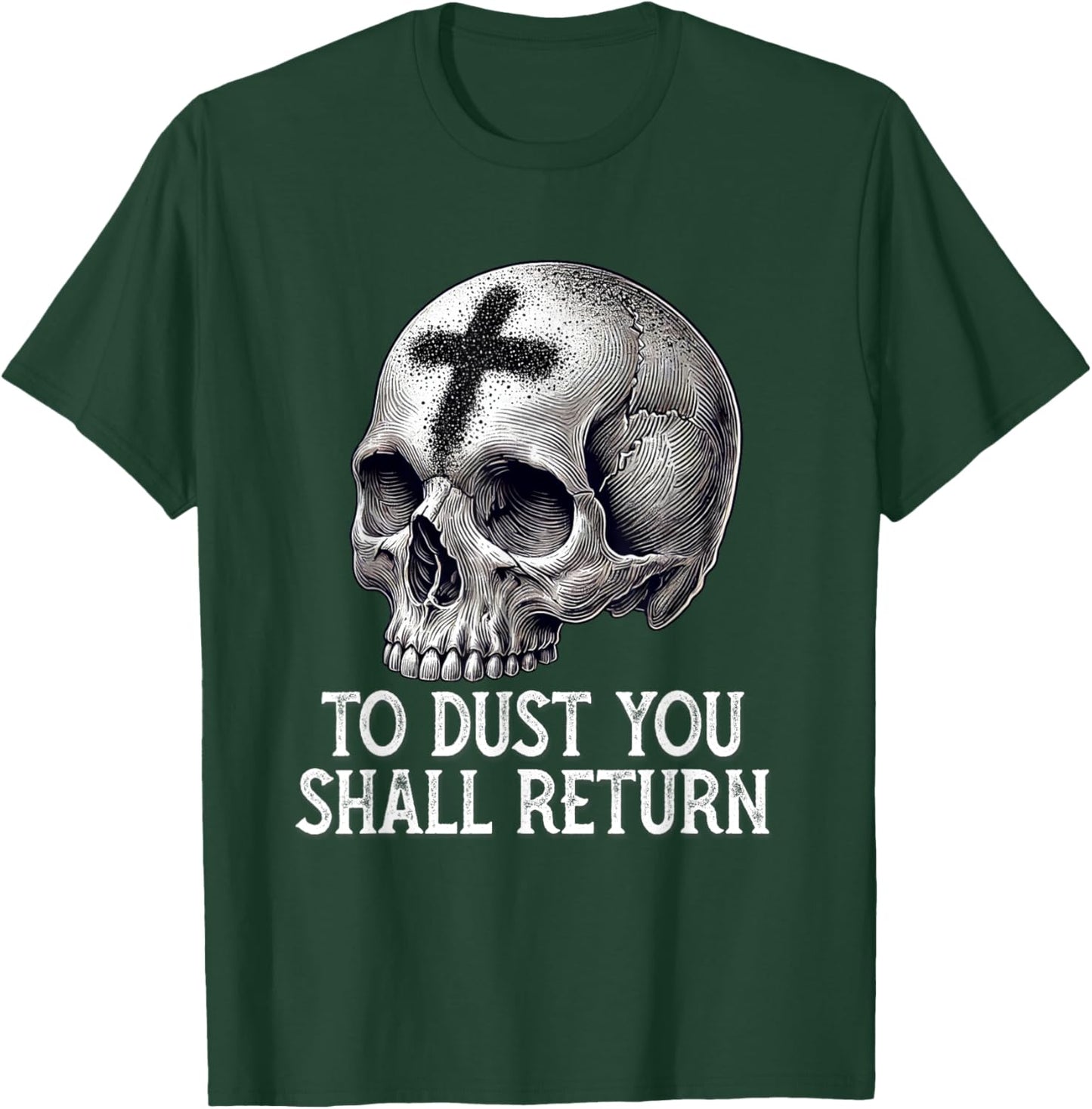 Memento Mori Catholic Crucifix Traditional Latin Mass Skull T-Shirt - T-Shirt | Forest