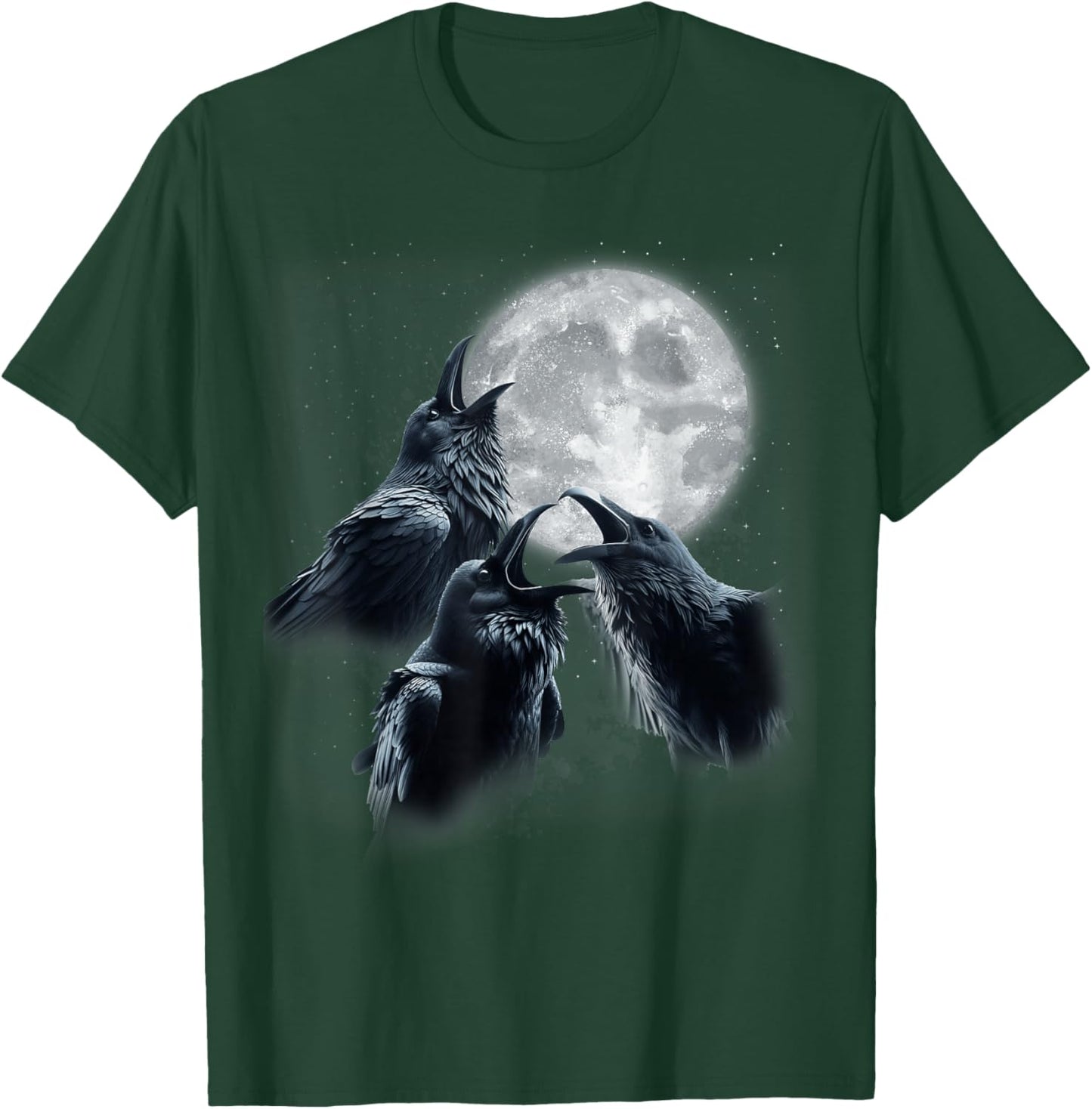 3 Black Raven Howling At The Moon Funny Crow Raven Bird Kids T-Shirt - T-Shirt | Forest