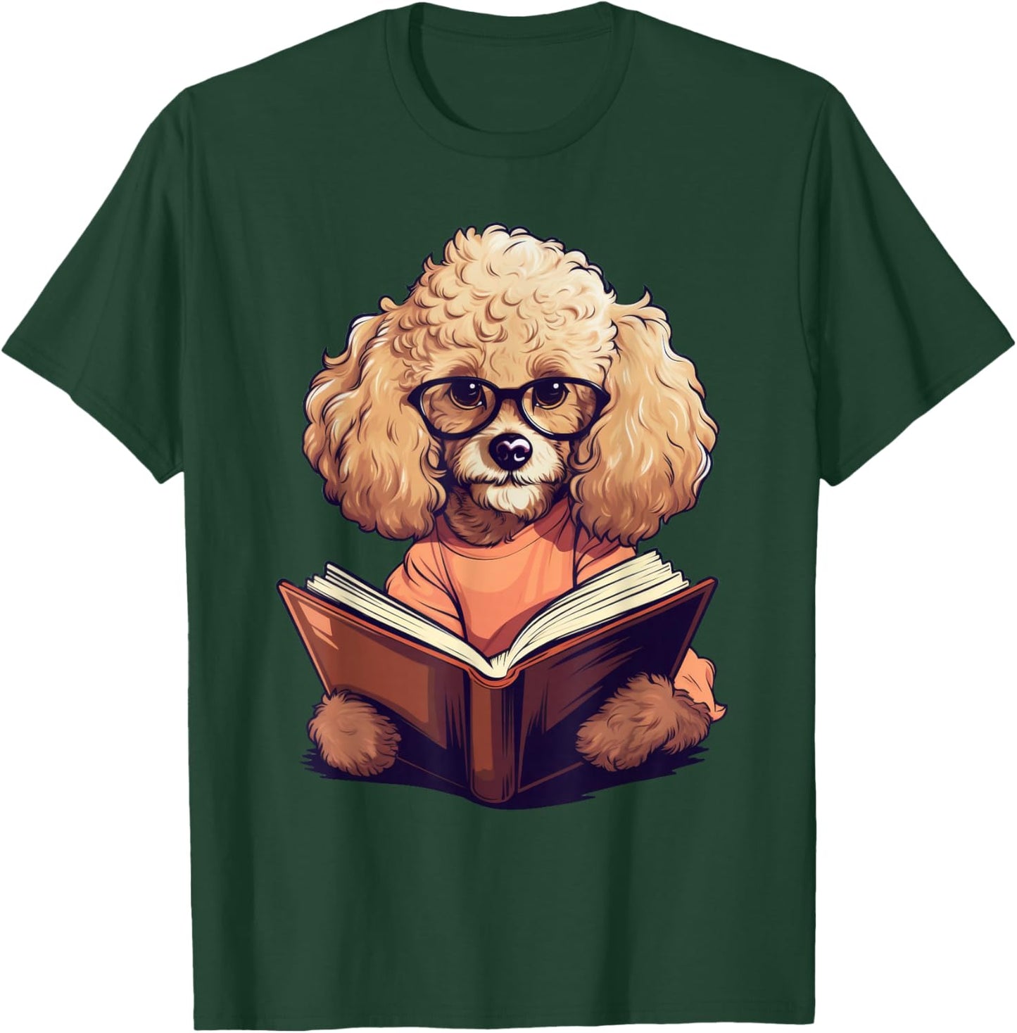 Cute Dog Poodle Reading Book T-Shirt - T-Shirt | Forest