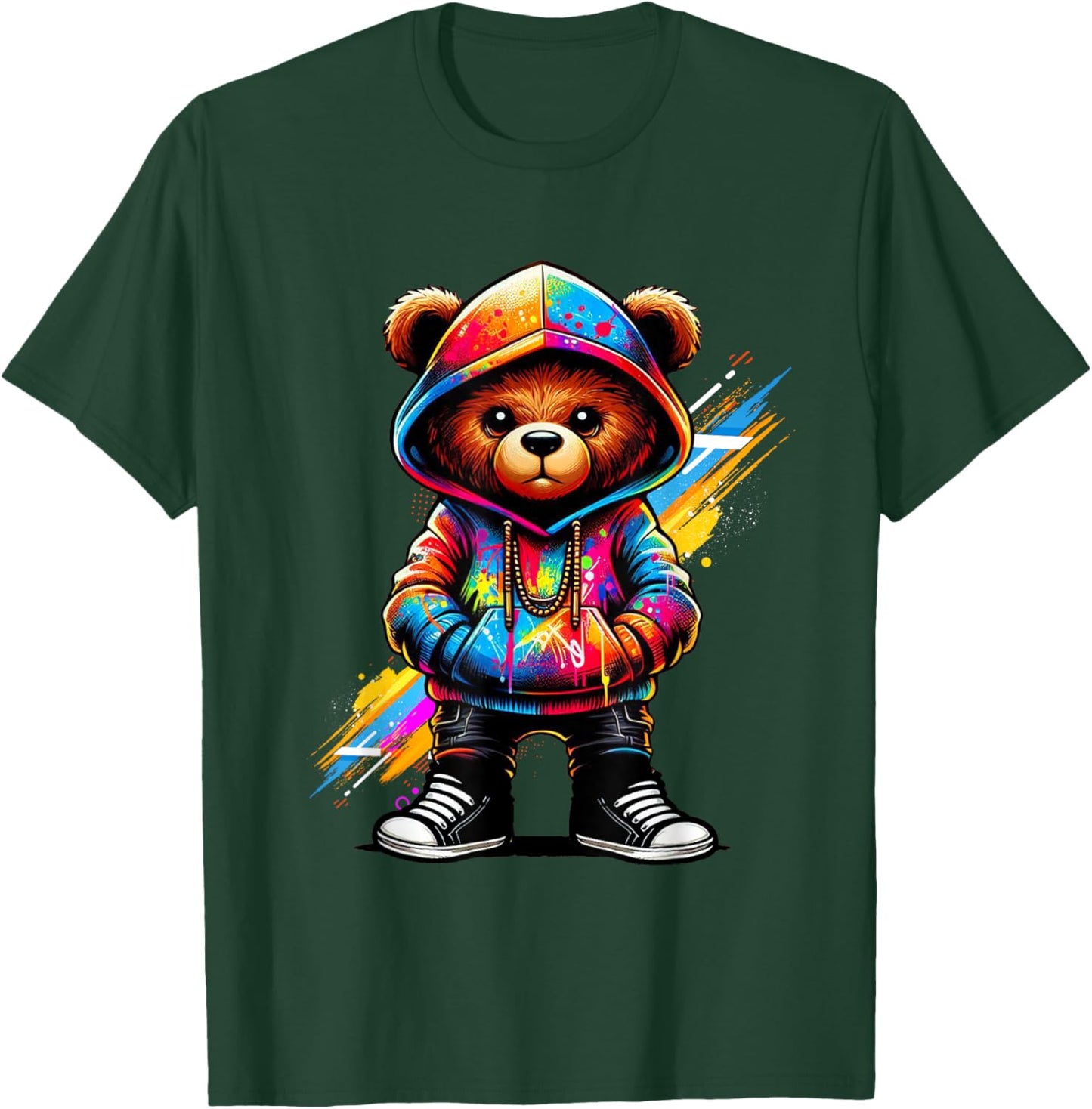 Hip Hop Teddy Bear Colorful Urban Rap Music Breakdancing T-Shirt - T-Shirt | Forest