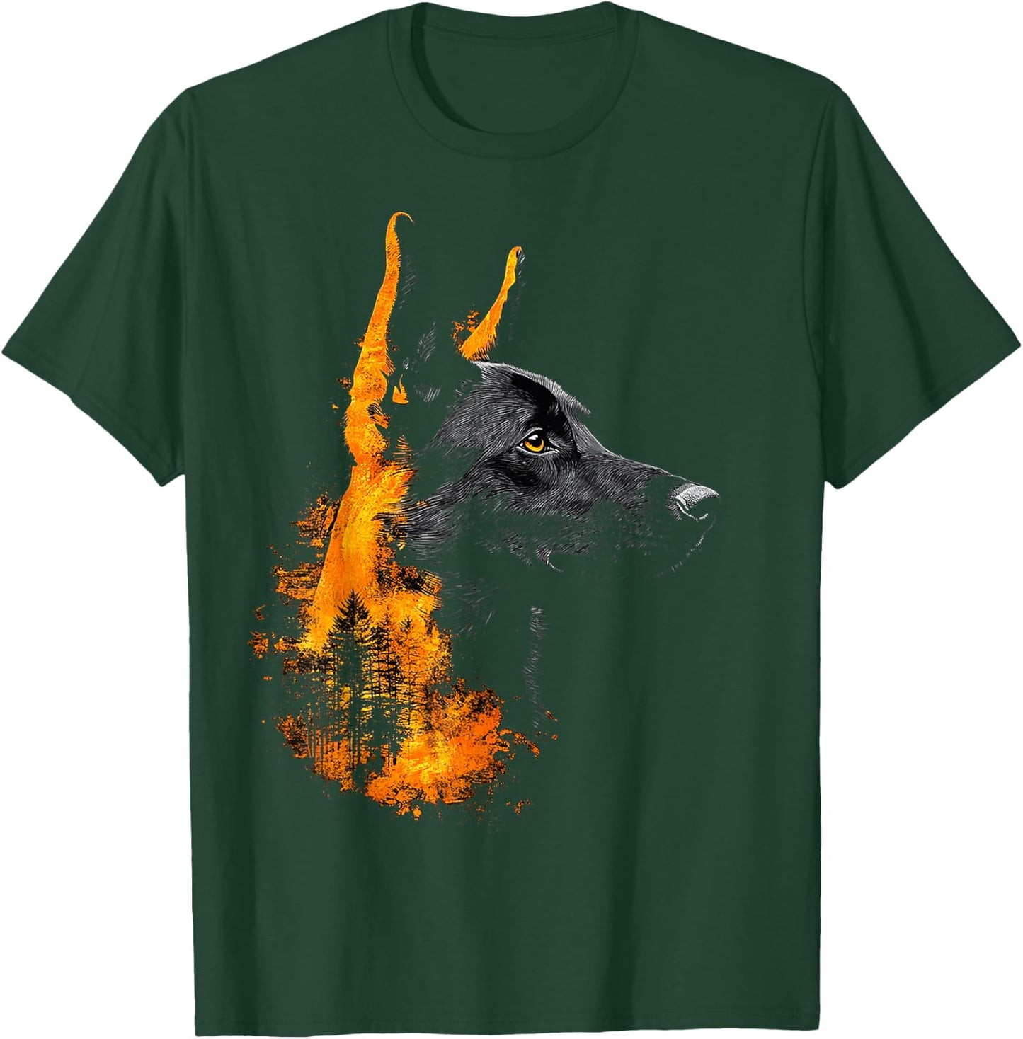 Belgian Malinois Dog Motif Pet Illustration Belgian Malinois T-Shirt - T-Shirt | Forest