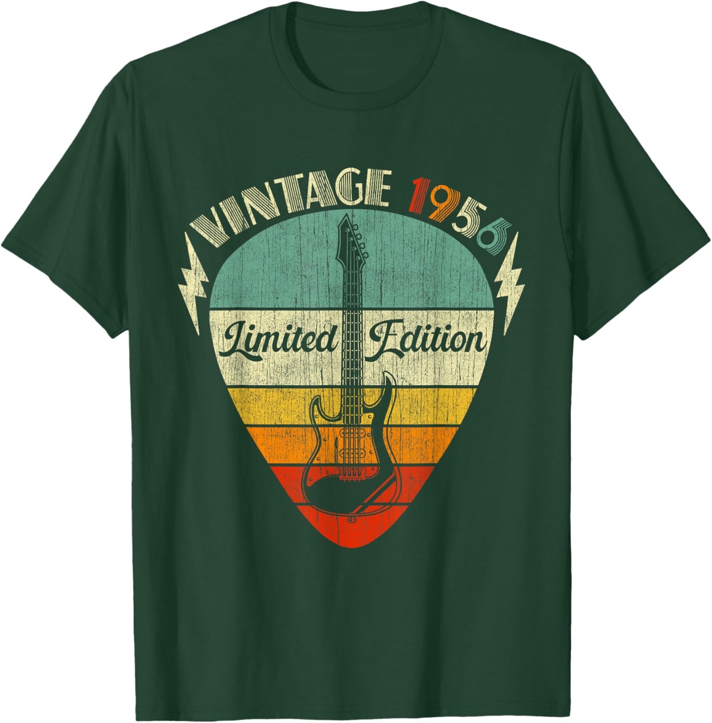 70th Birthday Gifts Vintage 1956 70 Years Old Guitar Lover T-Shirt - T-Shirt | Forest