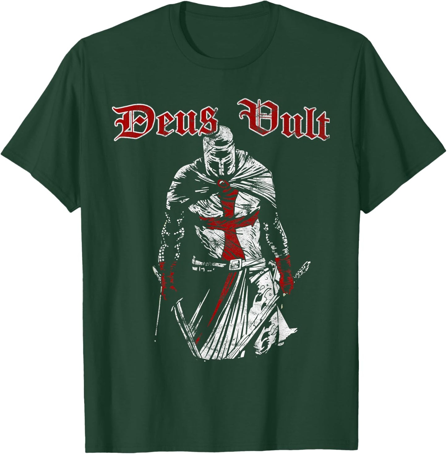 Deus Vult - Knight Templar - Vintage Crusader T-Shirt - T-Shirt | Forest