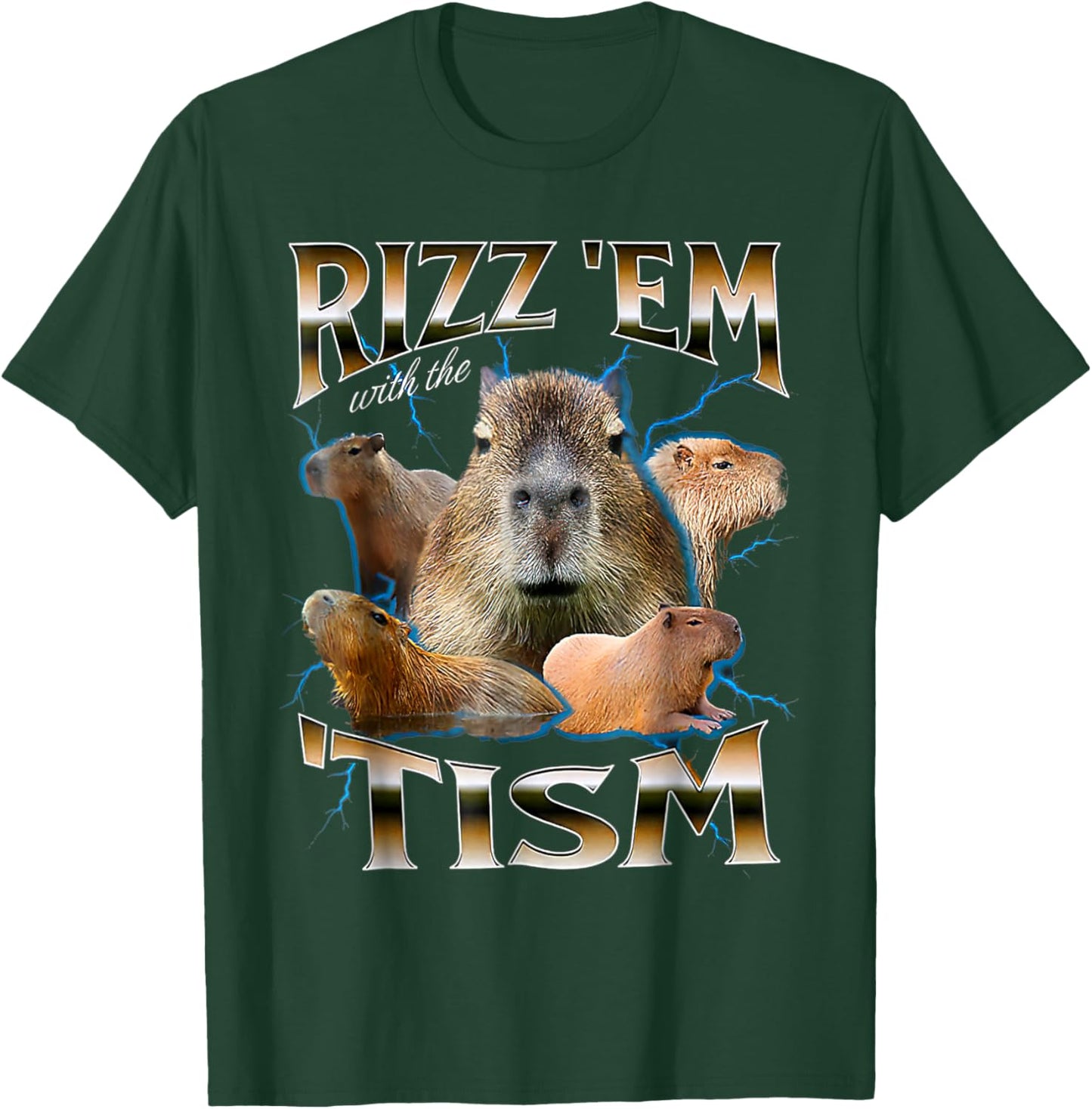 Funny Oddly Dank Meme Rizz Em With The Tism Capybara T-Shirt - T-Shirt | Forest