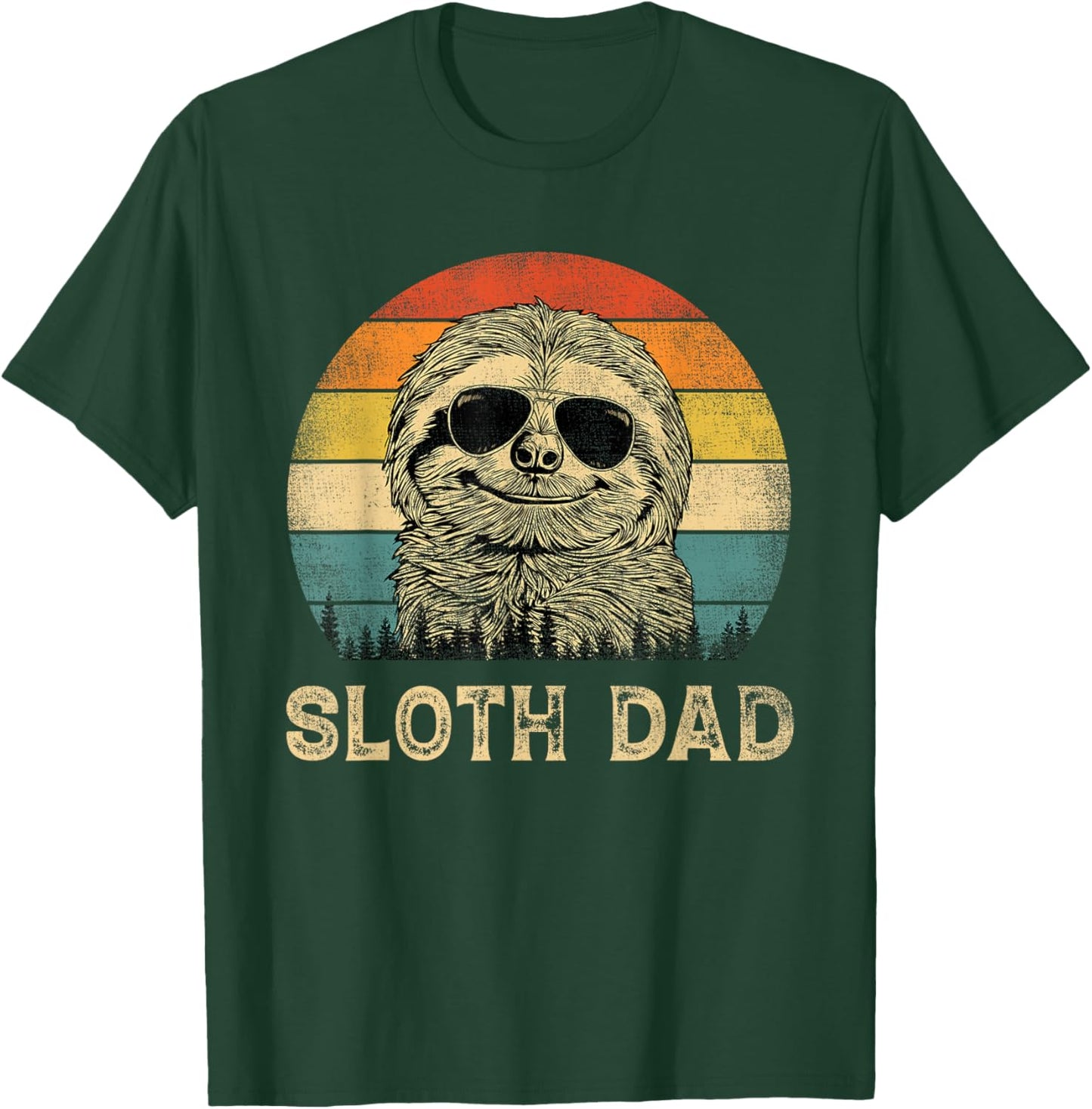 Vintage Sloth Dad Sloth Lovers Daddy Father's Day T-Shirt - T-Shirt | Forest