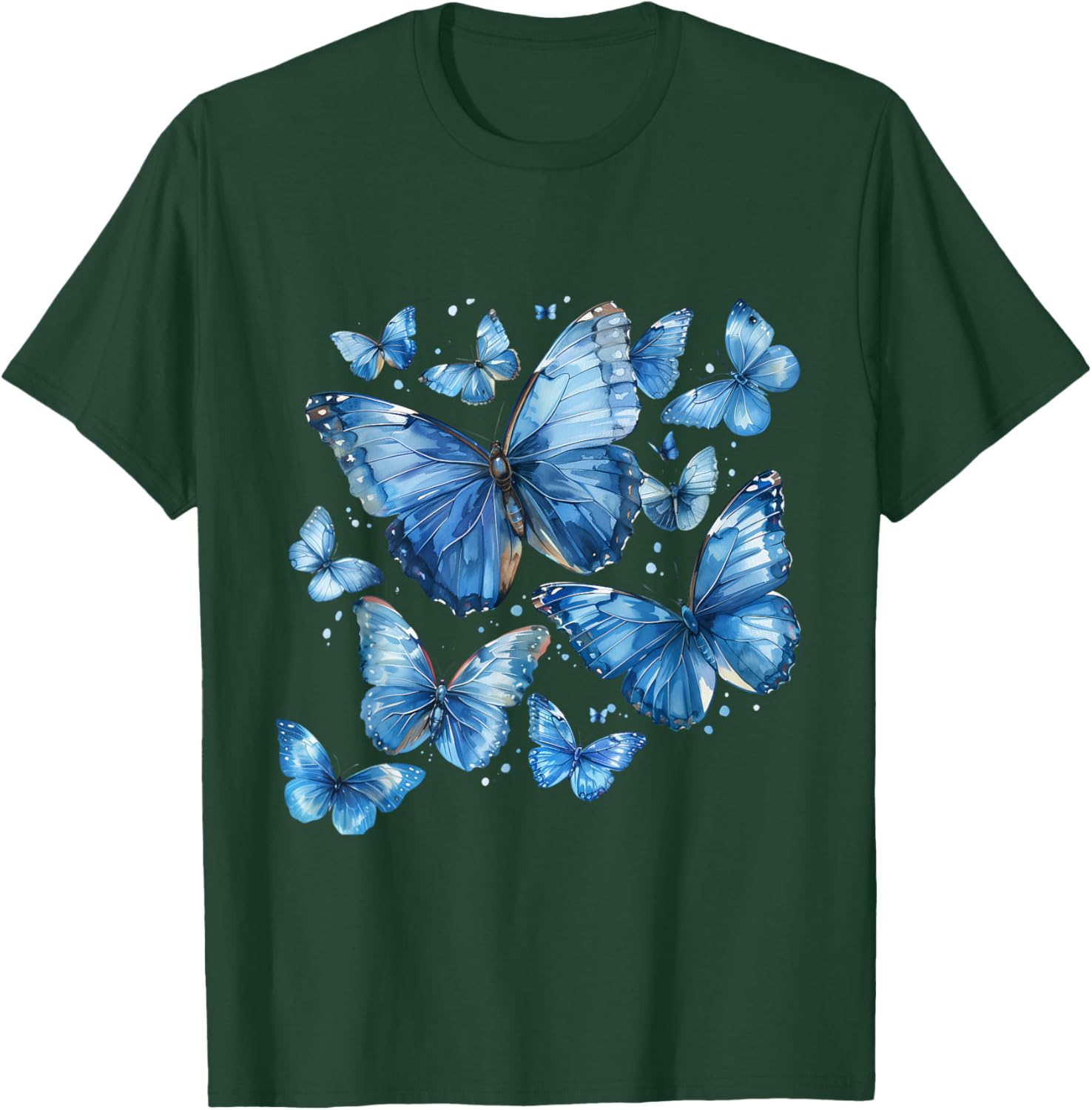 Blue Butterfly gardening Lepidoptera Lover Entomologist T-Shirt - T-Shirt | Forest