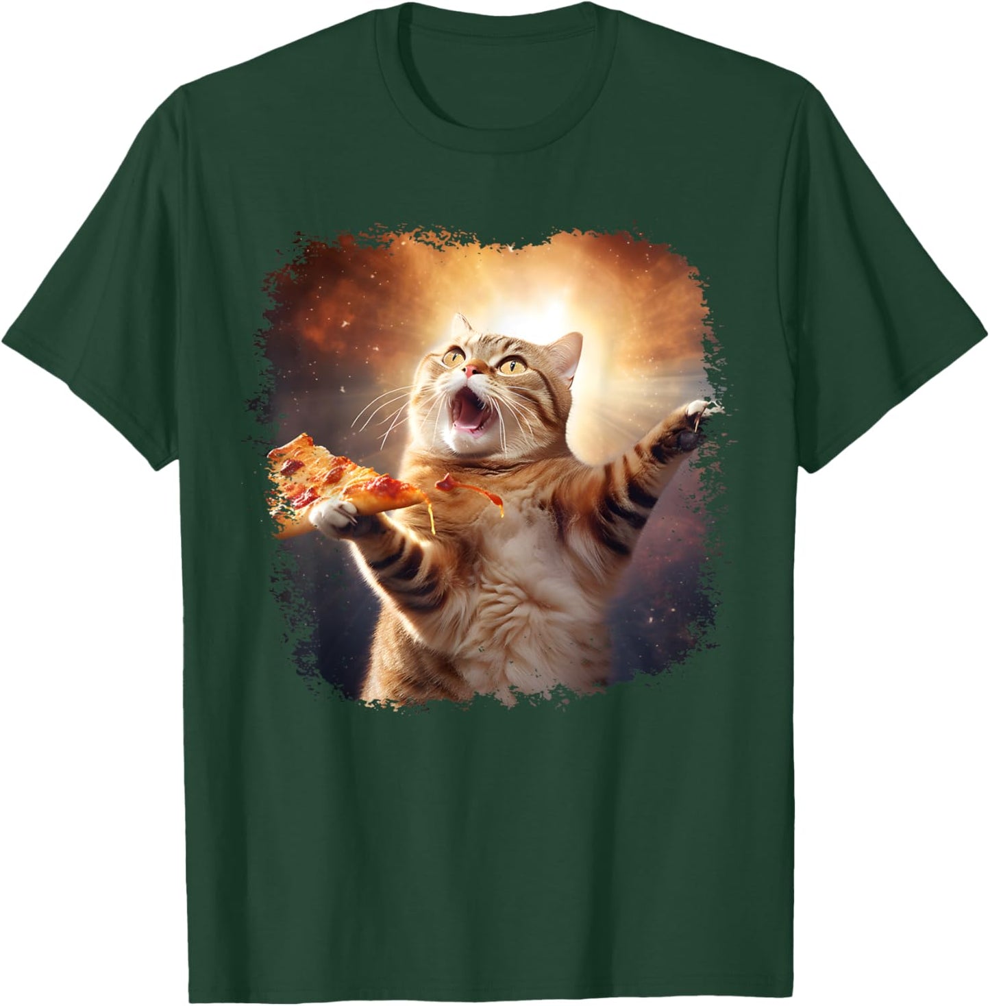 Space Cat Pizza Cat Galaxy Cute Kitty In Space Pizza Lovers T-Shirt - T-Shirt | Forest