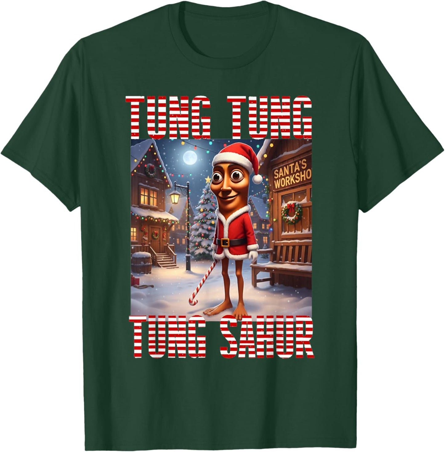 Tung Tung Tung Sahur - Merry Christmas Xmas Brainrot T-Shirt - T-Shirt | Forest