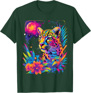 Jaguar Colorful Rainbow Vibrant Graphic T-Shirt - T-Shirt | Forest