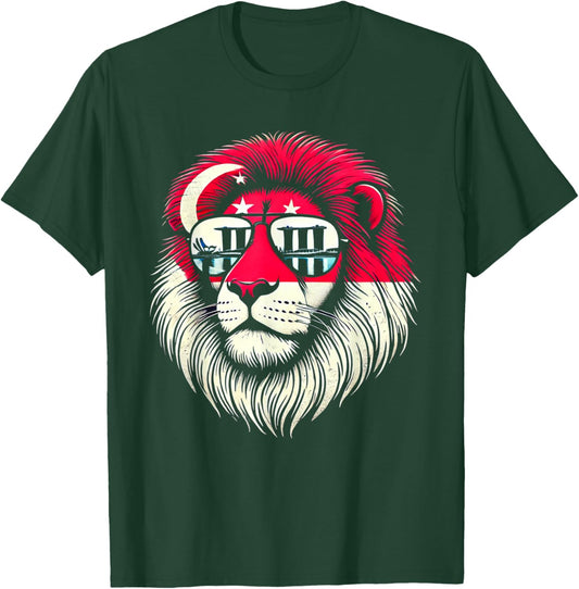 Republic of Singapore Lion Singaporean Flag T-Shirt - T-Shirt | Forest