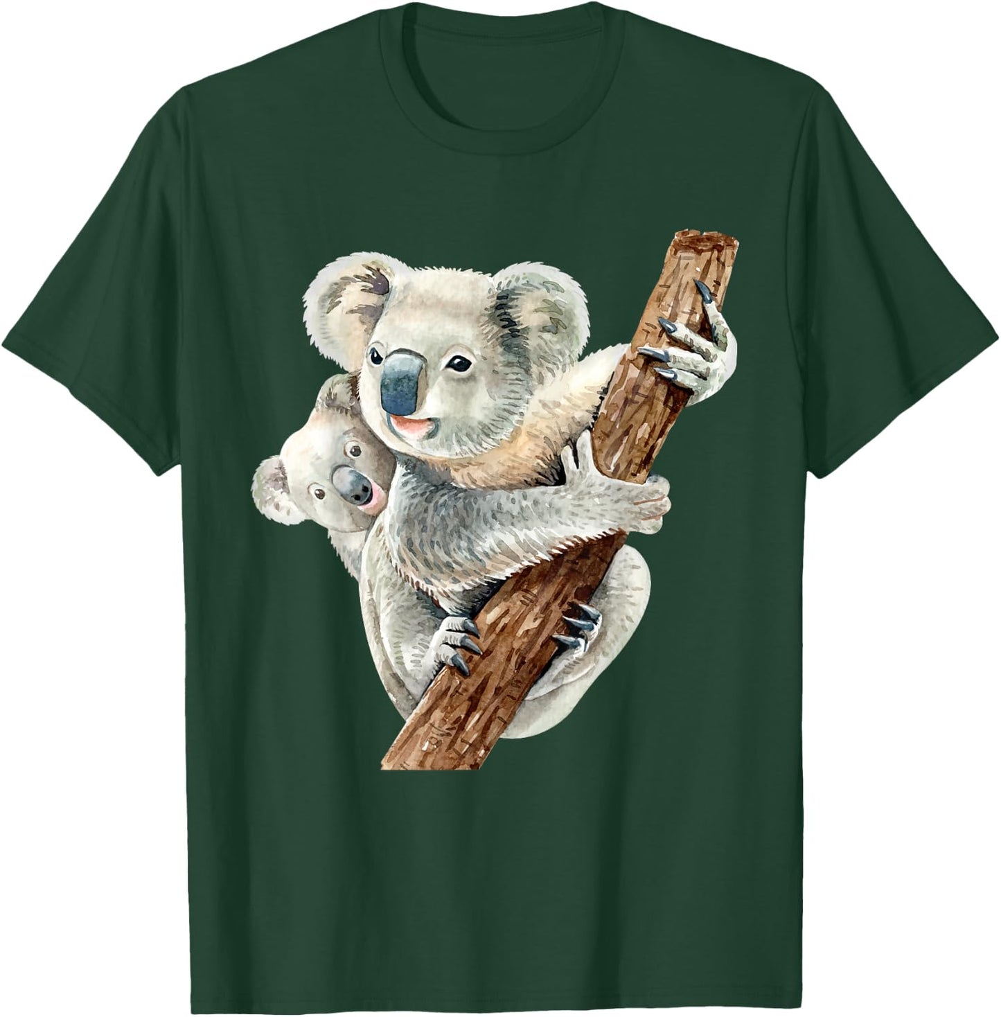 Cute Koala Bear and Baby Realistic Watercolor T-Shirt - T-Shirt | Forest
