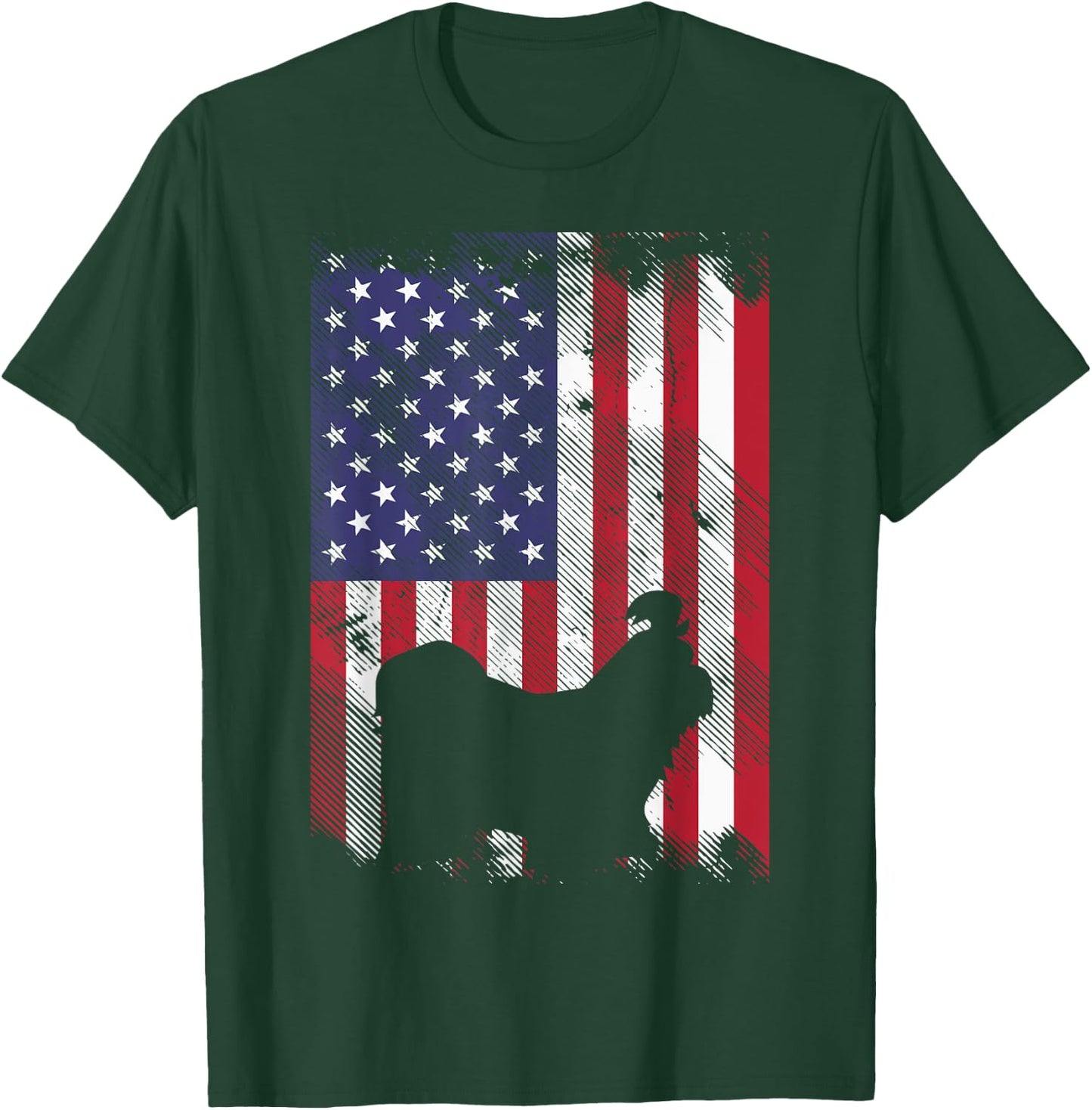 Shih Tzu America Flag Vintage Patriotic Dog Lover Owner Gift Kids Men T-Shirt - T-Shirt | Forest