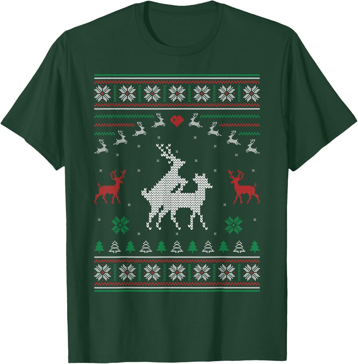 Loving Reindeer Couple Ugly Christmas Sweater Deer Pair T-Shirt - T-Shirt | Forest