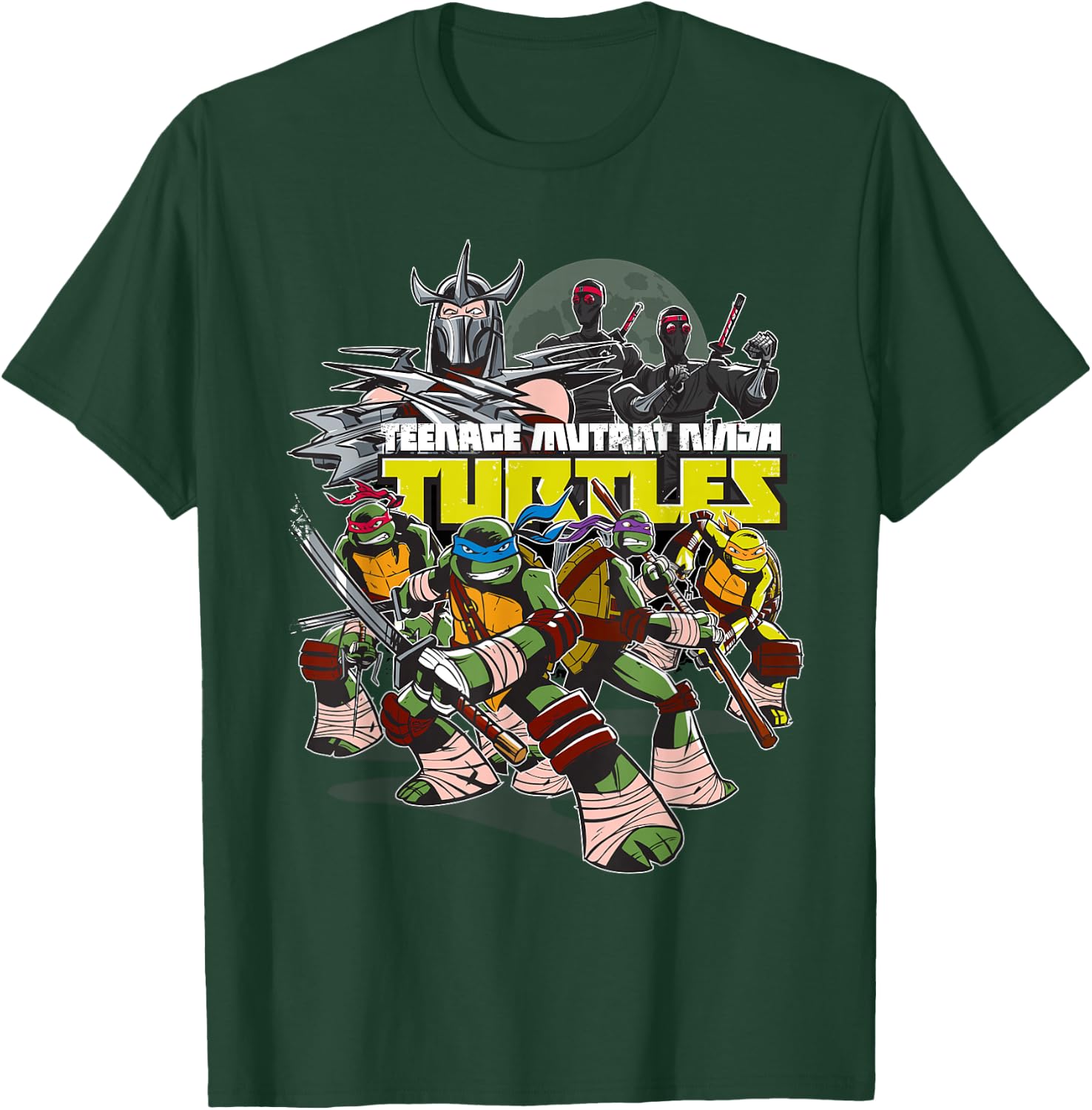 TMNT Shredder Super villain With All Characters T-Shirt - T-Shirt | Forest