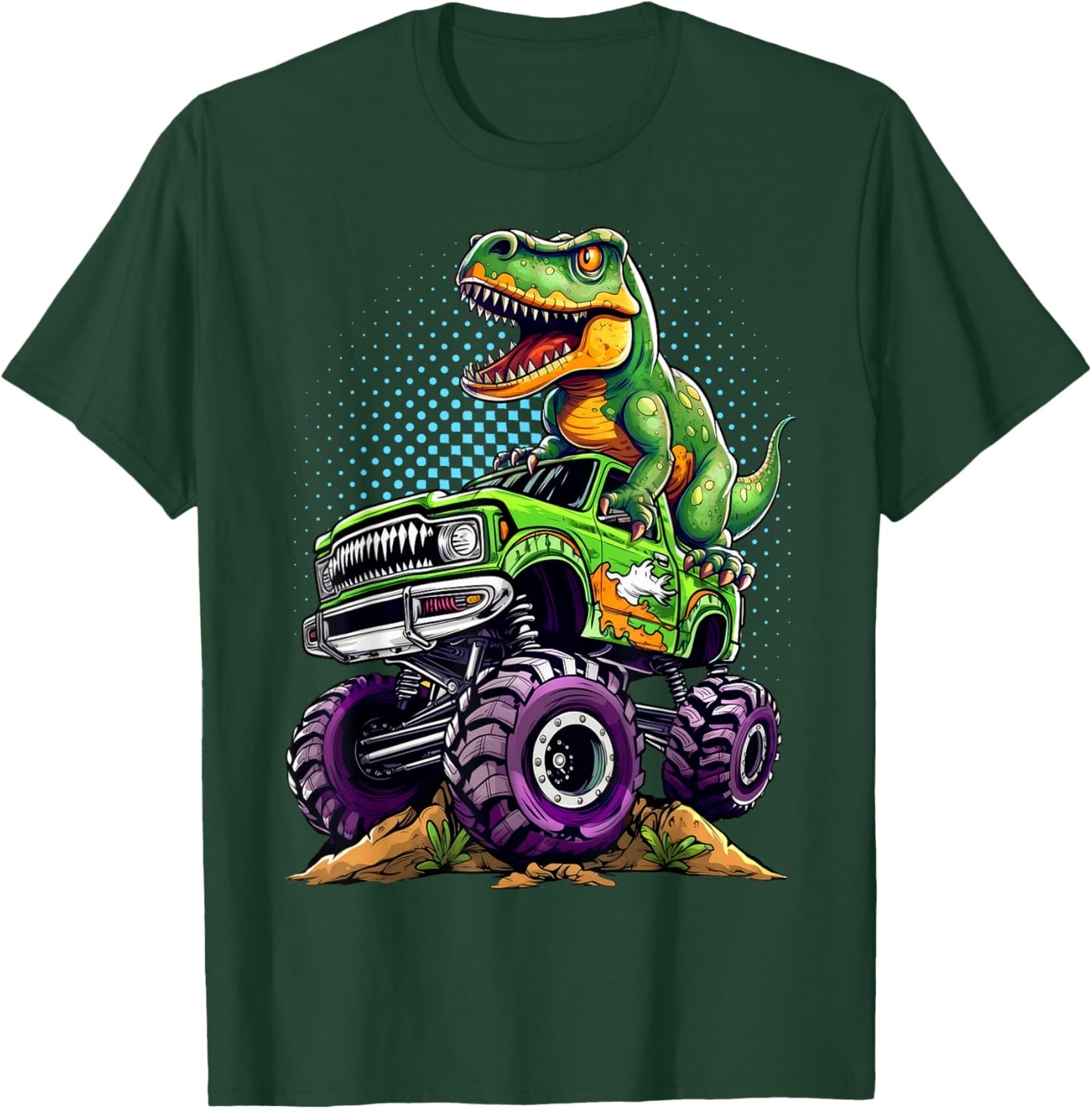 Monster Truck Dinosaur T-Rex Birthday Boy T-Shirt - T-Shirt | Forest
