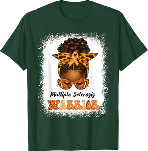 Black Women Multiple Sclerosis Awareness Messy Bun MS T-Shirt - T-Shirt | Forest