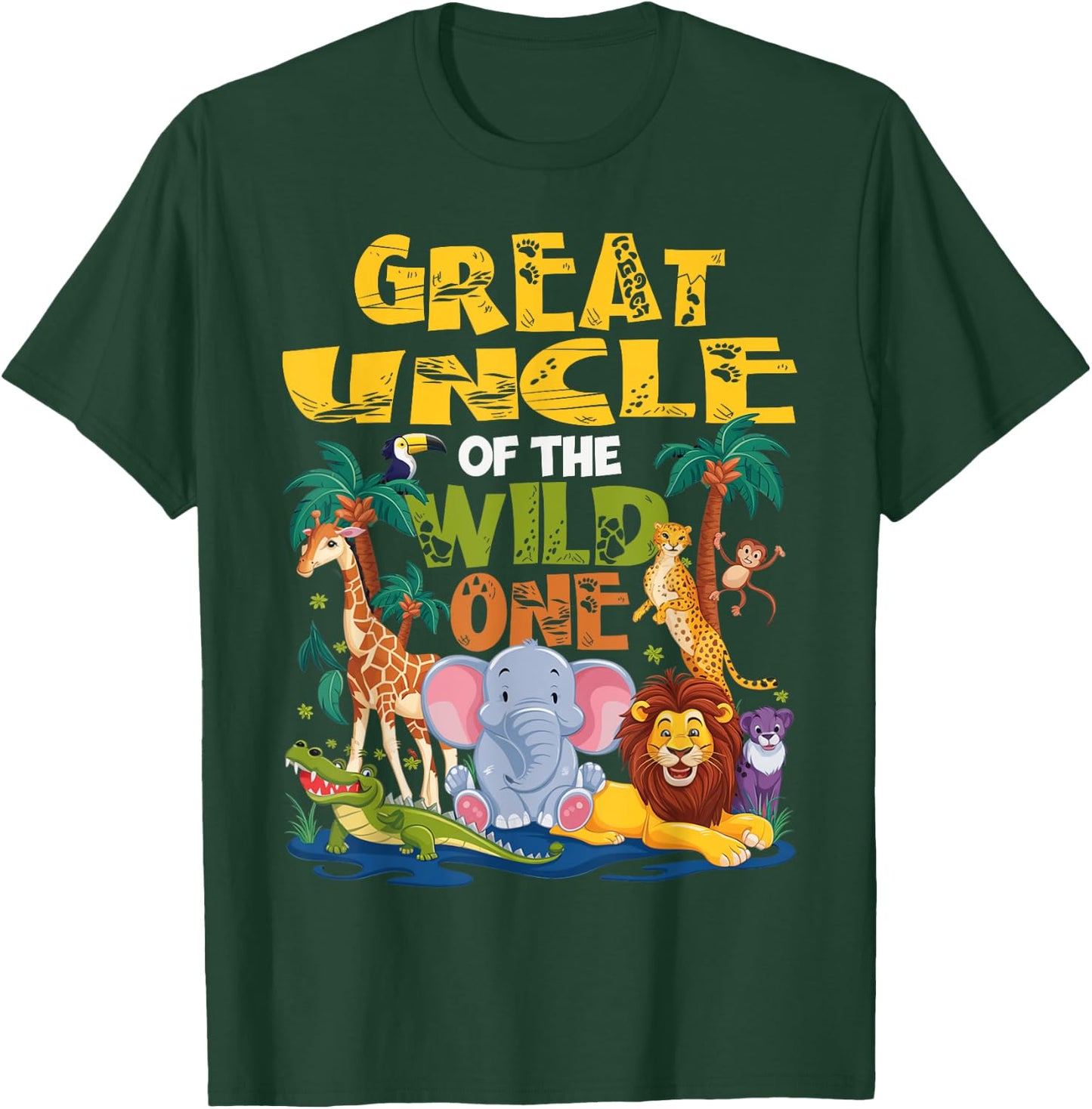 Great Uncle of the Wild One Birthday Safari Jungle Animal T-Shirt - T-Shirt | Forest