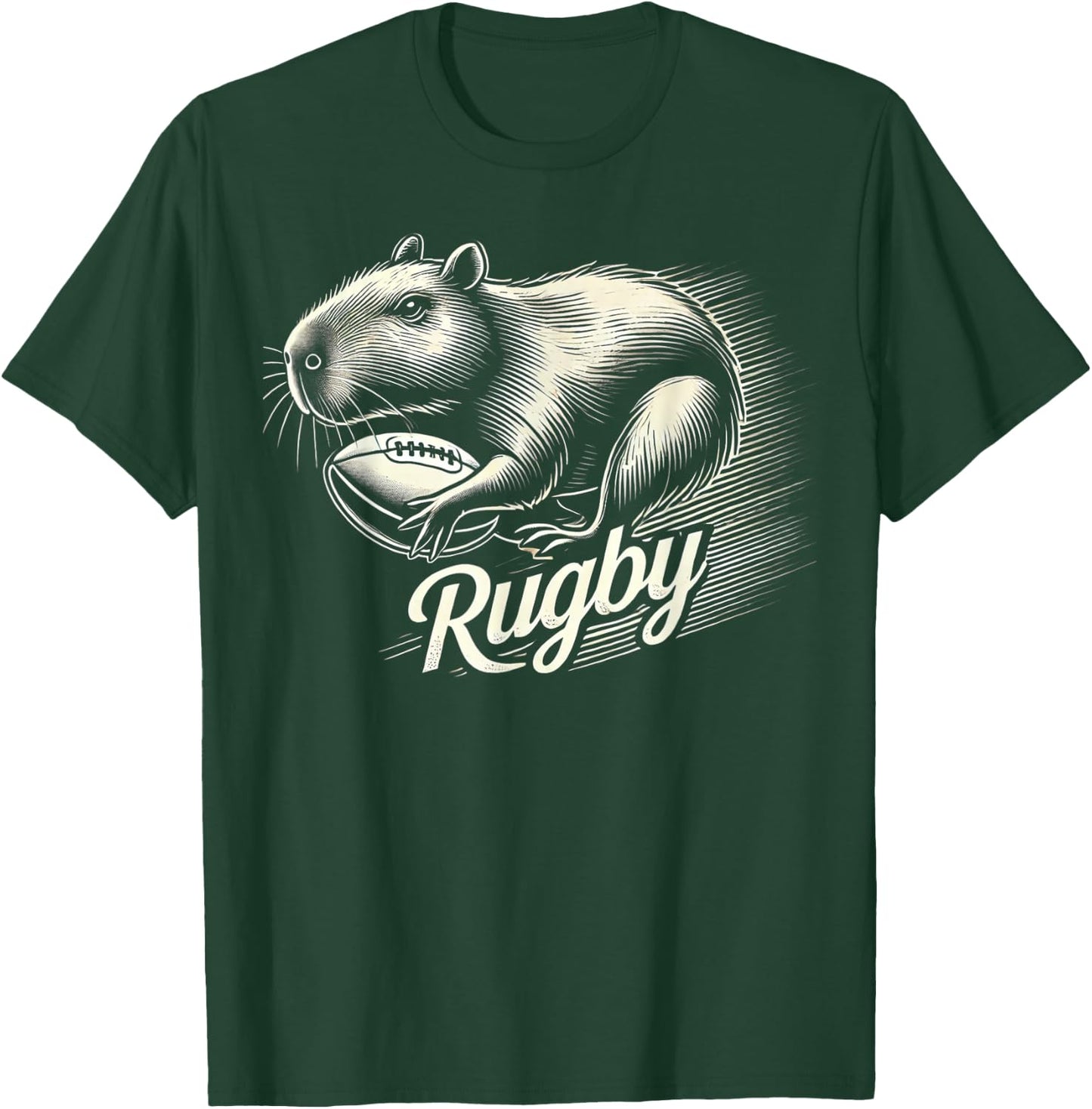 Capybara Rugby Sports Gifts Funny Rugby Player T-Shirt - T-Shirt | Forest