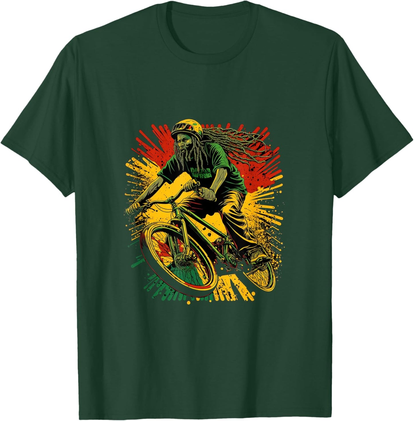 Cycling BMX Bike Rasta Cyclist Biking T-Shirt - T-Shirt | Forest